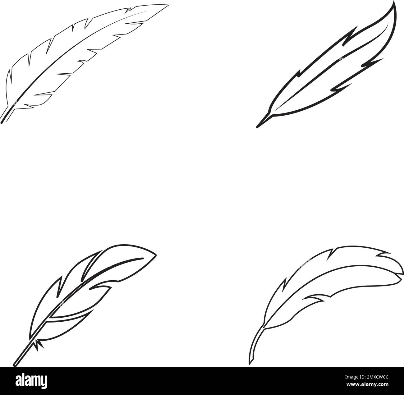 Feather, Vector, Silhouette, Icon, Logo design illustration Stock ...
