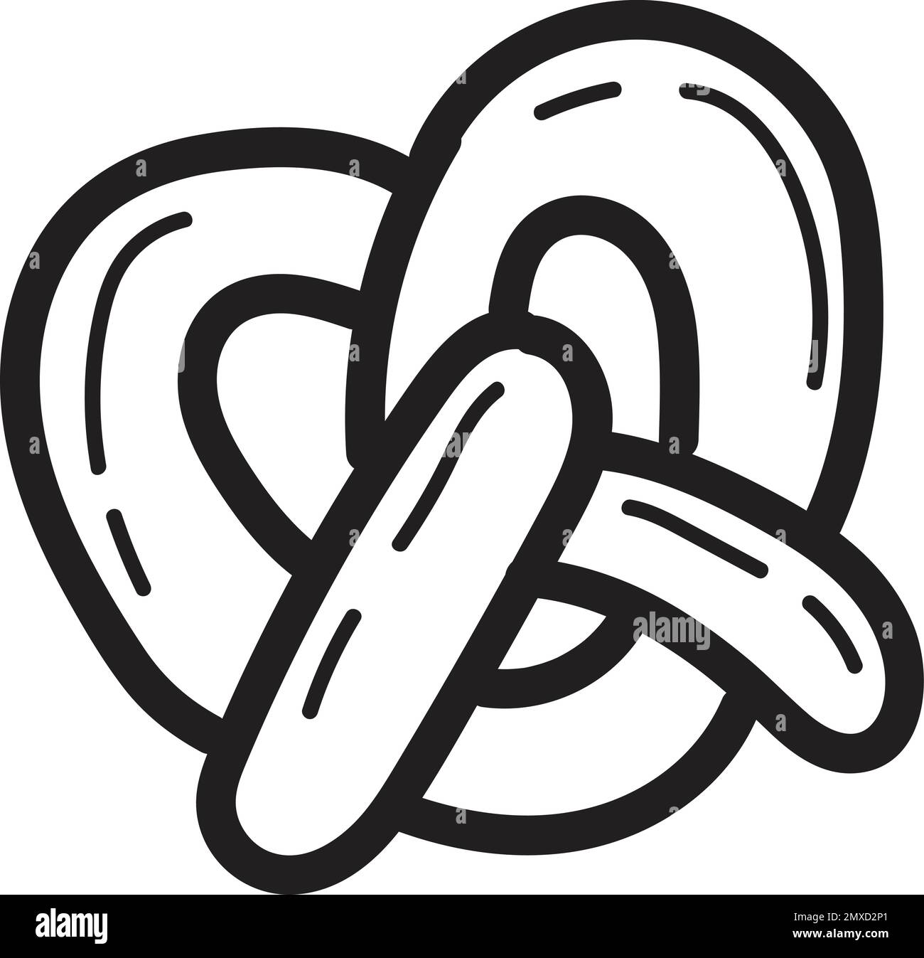 Hand Drawn pretzel bread illustration in doodle style isolated on ...