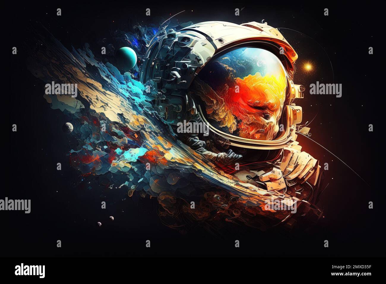 cosmonaut international day of human space travel abstract illustration generative ai Stock Photo