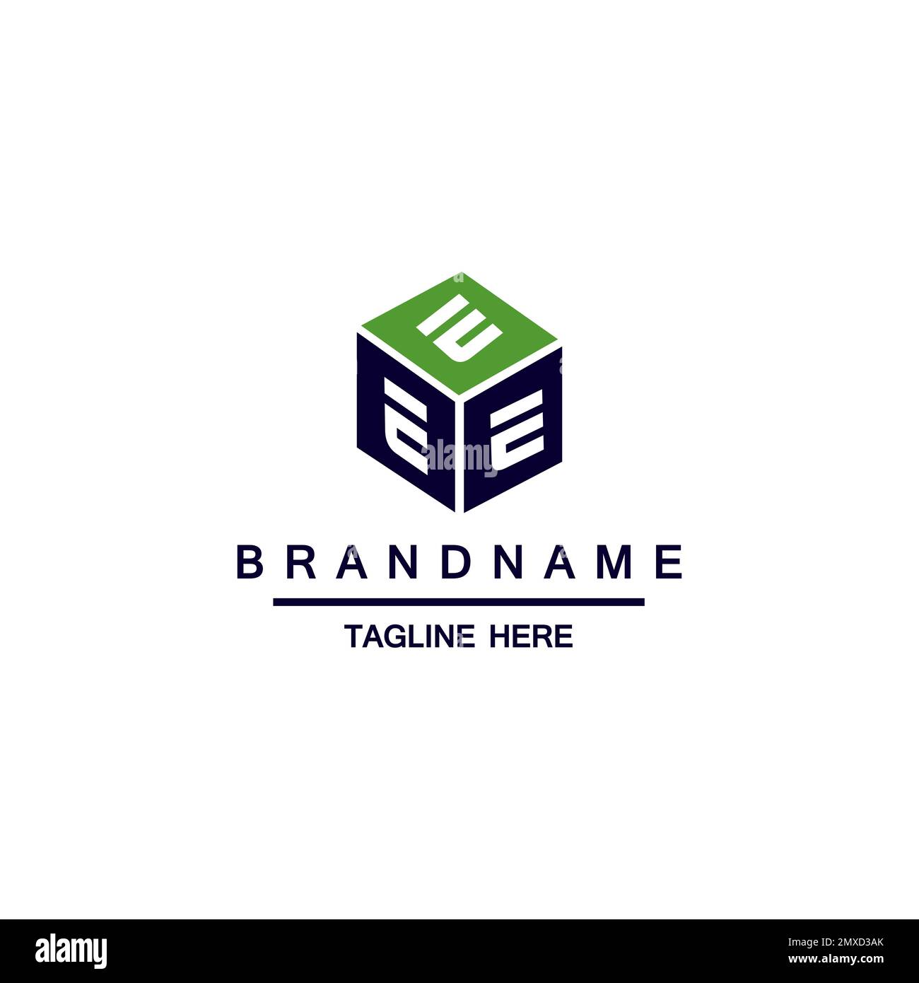 E cube blue logo. Building Logo. E monogram. E cube blue logo on the dark background. Stock Vector