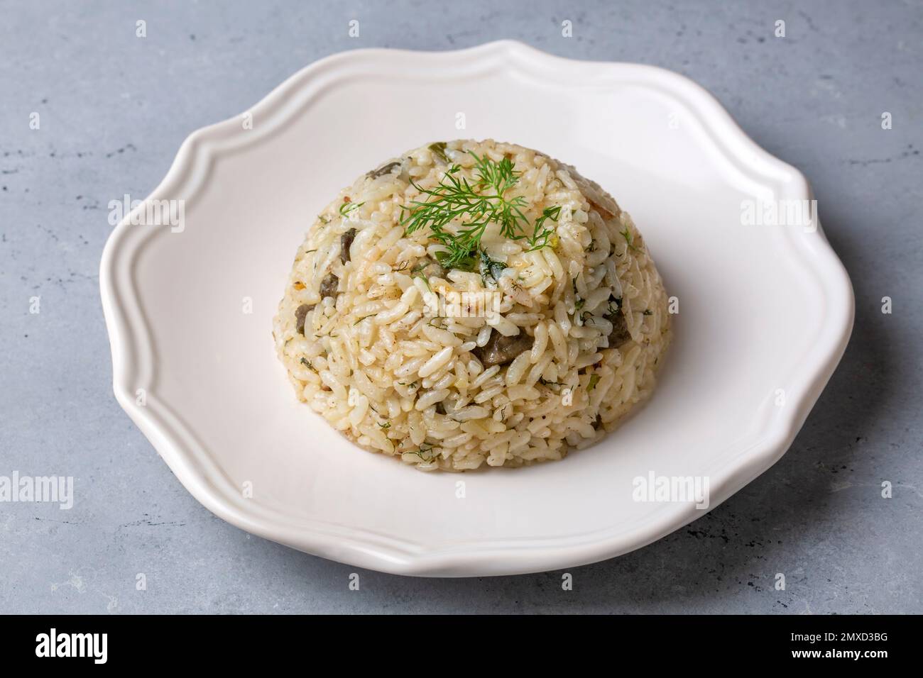 Traditional delicious Turkish food; rice pilaf with pine nuts and