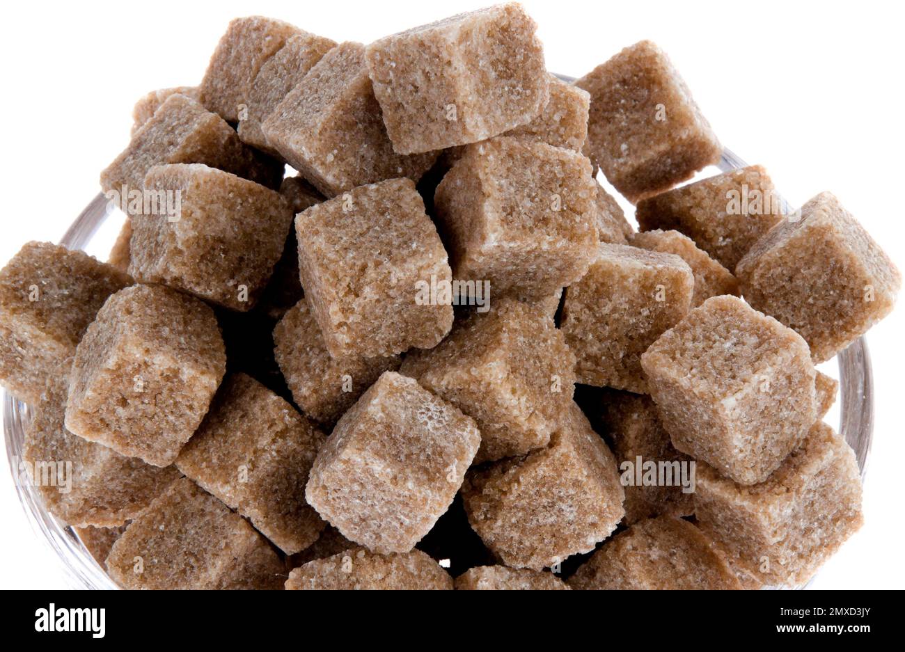 brown sugar cubes in a sugar bowl Stock Photo
