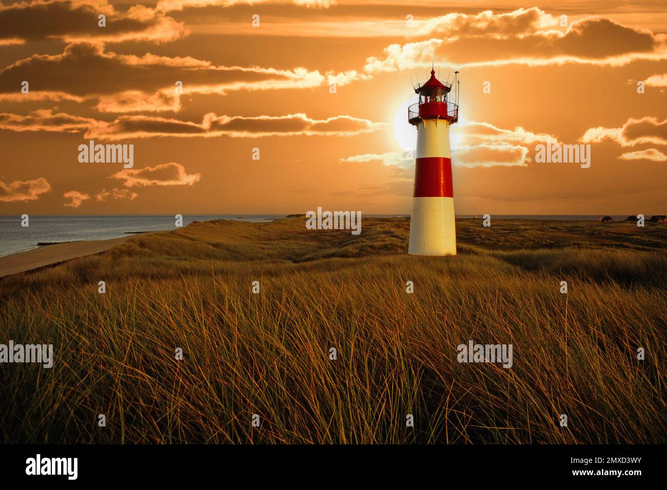 Lighthouse List East, east Ellenbogen, Germany, Schleswig-Holstein, Sylt Stock Photo