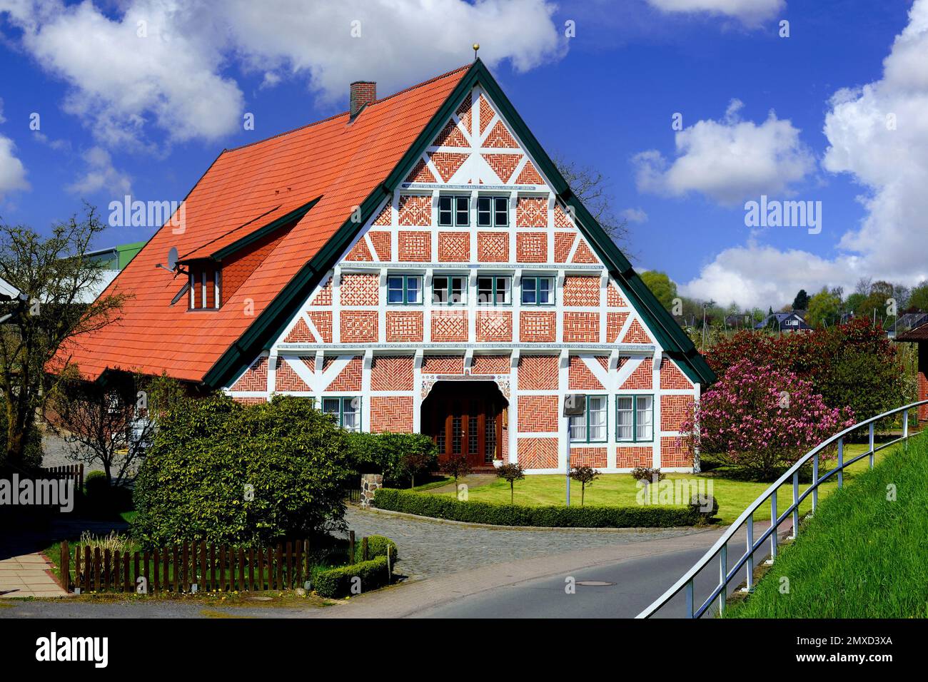 half-timbered house in the region Altes Land, Germany, Hamburg, Steinkirchen an der Luehe Stock Photo
