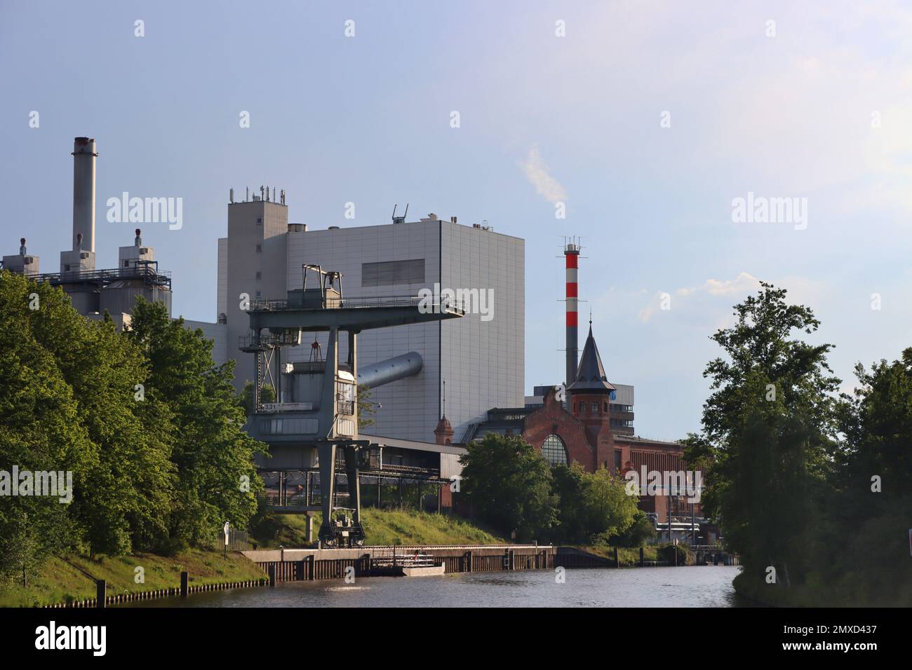 Moabit cogeneration plant on the Berlin Spandau Canal, Germany, Berlin Stock Photo