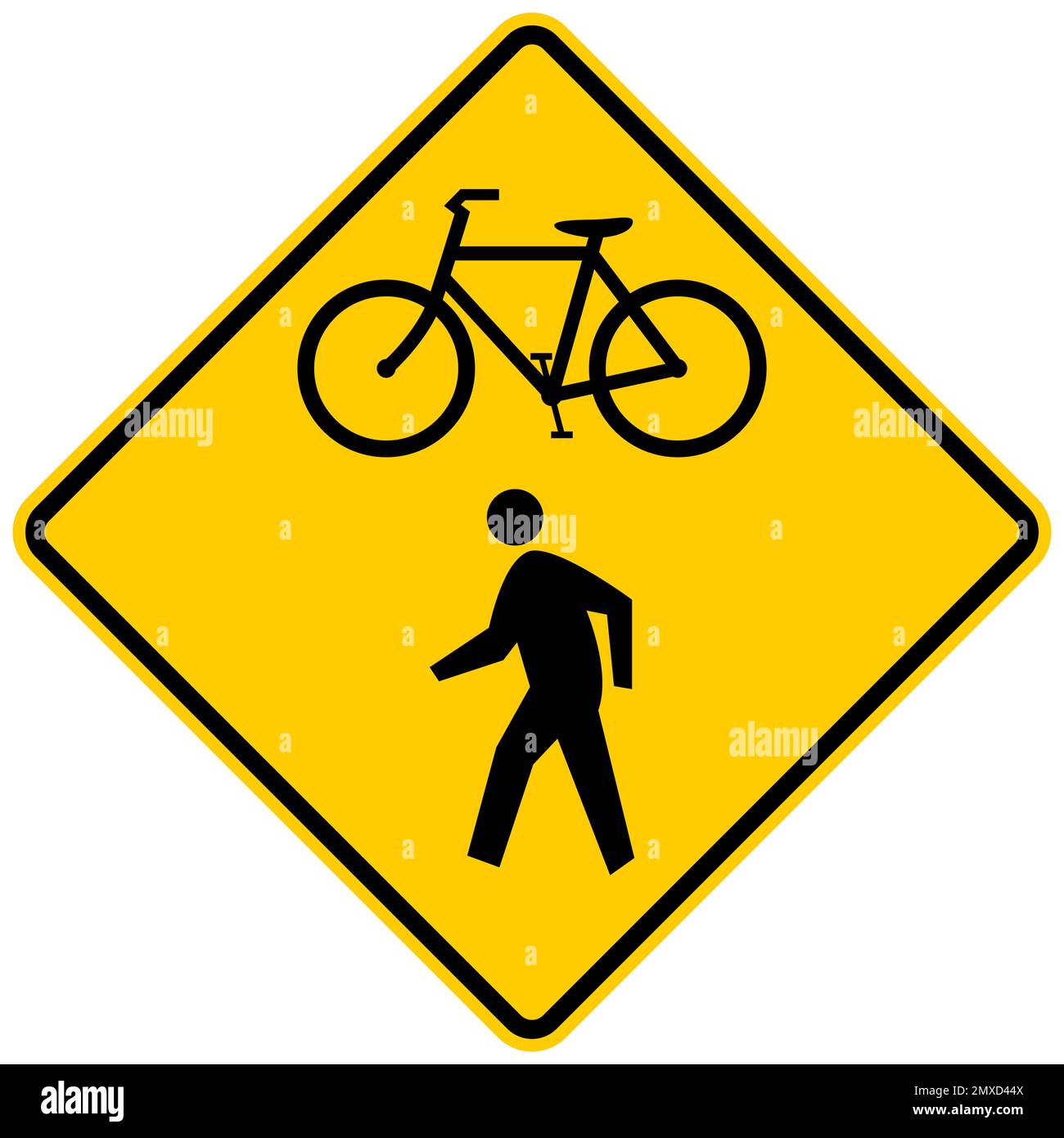 Bicycle and pedestrian warning sign Stock Photo Alamy
