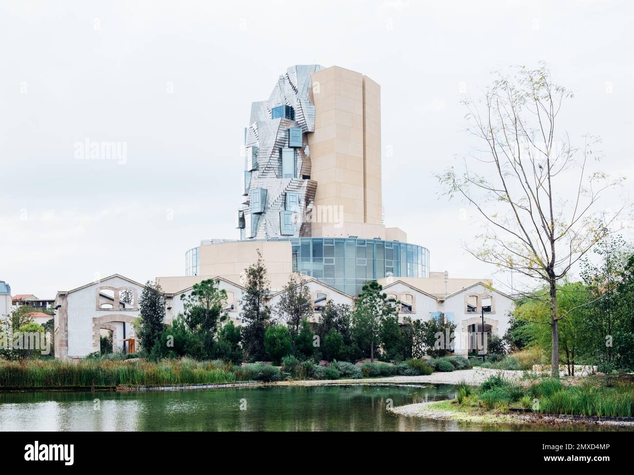 Arles, France October 2022 Twisting tower in reflective aluminium