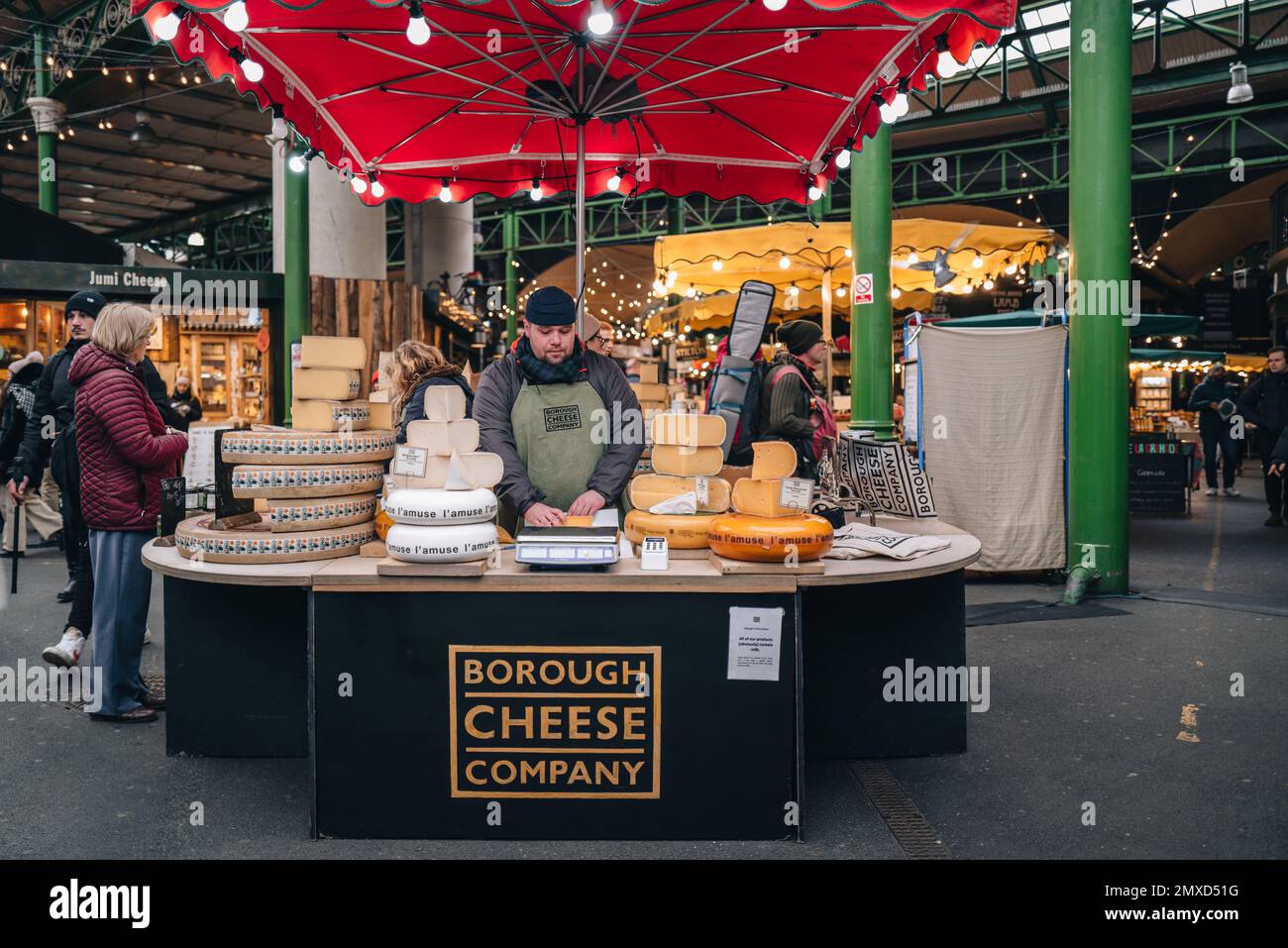 London, UK January 27, 2023 Man working at a Borough Cheese Company
