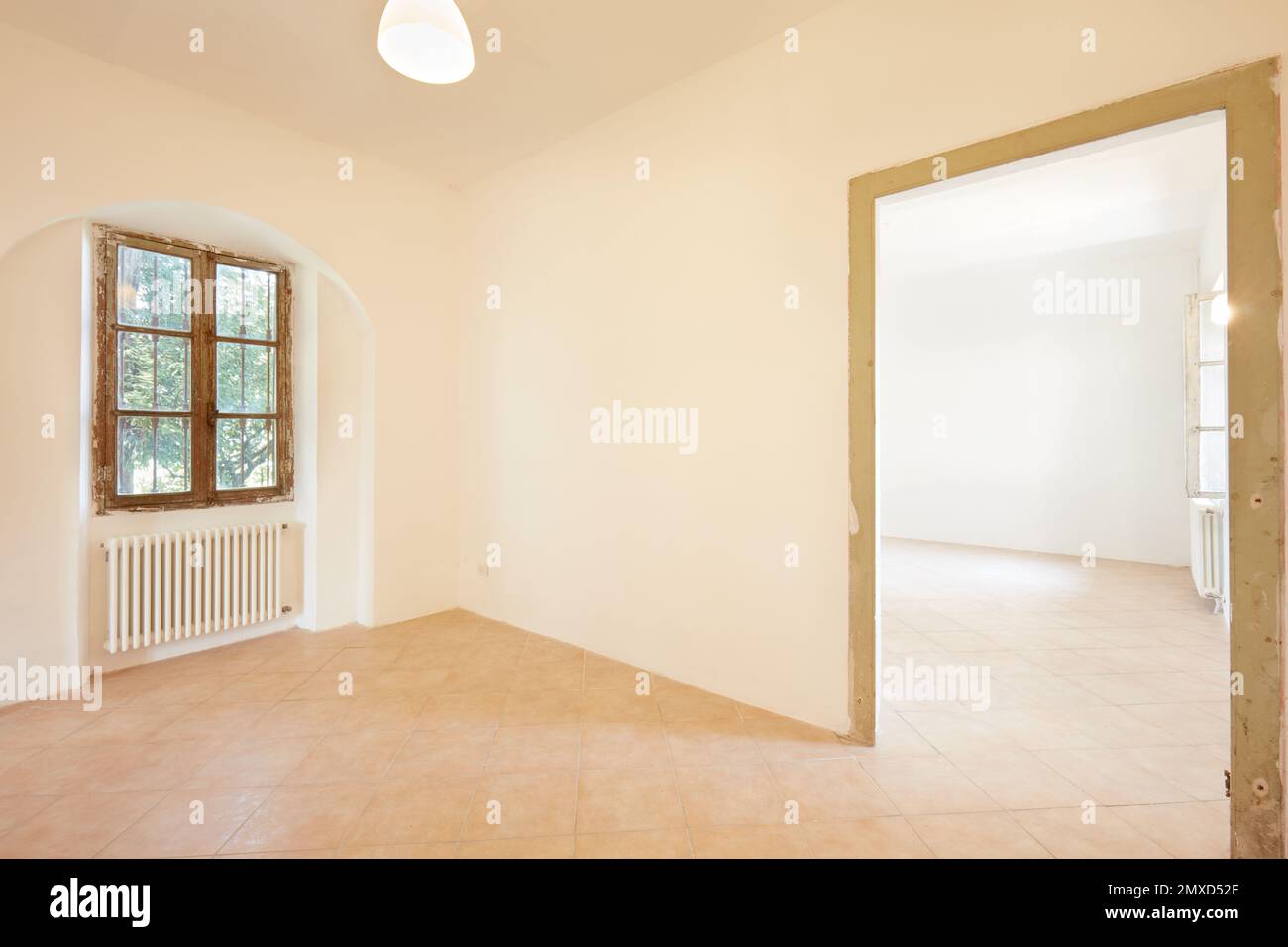 Empty rooms in apartment interior in old country house Stock Photo