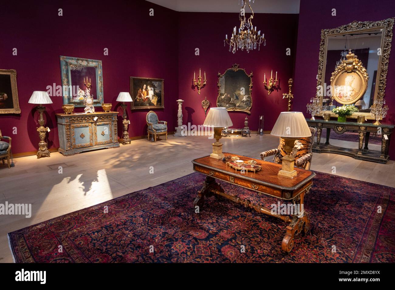 Christie’s, London, UK. 3 February 2023. Preview of sale on 9th February comprising 266 lots spanning 19th century and Old Master paintings, including a notable group of dog paintings, fine furniture, clocks, porcelain, silver, soft-furnishings and lighting. Credit: Malcolm Park/Alamy Live News. Stock Photo