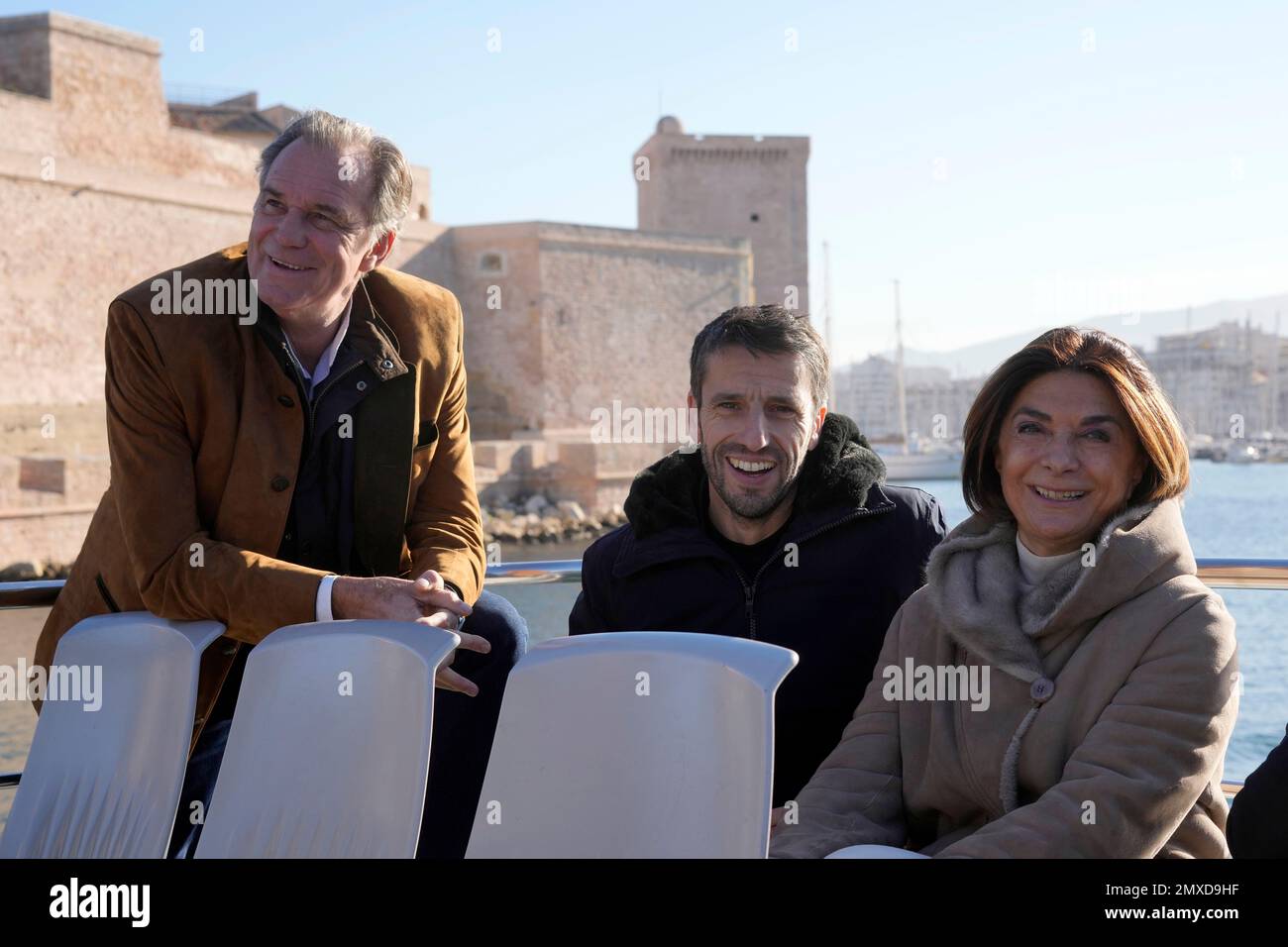 Head of Paris 2025 Olympics Tony Estanguet, center, President of Paca