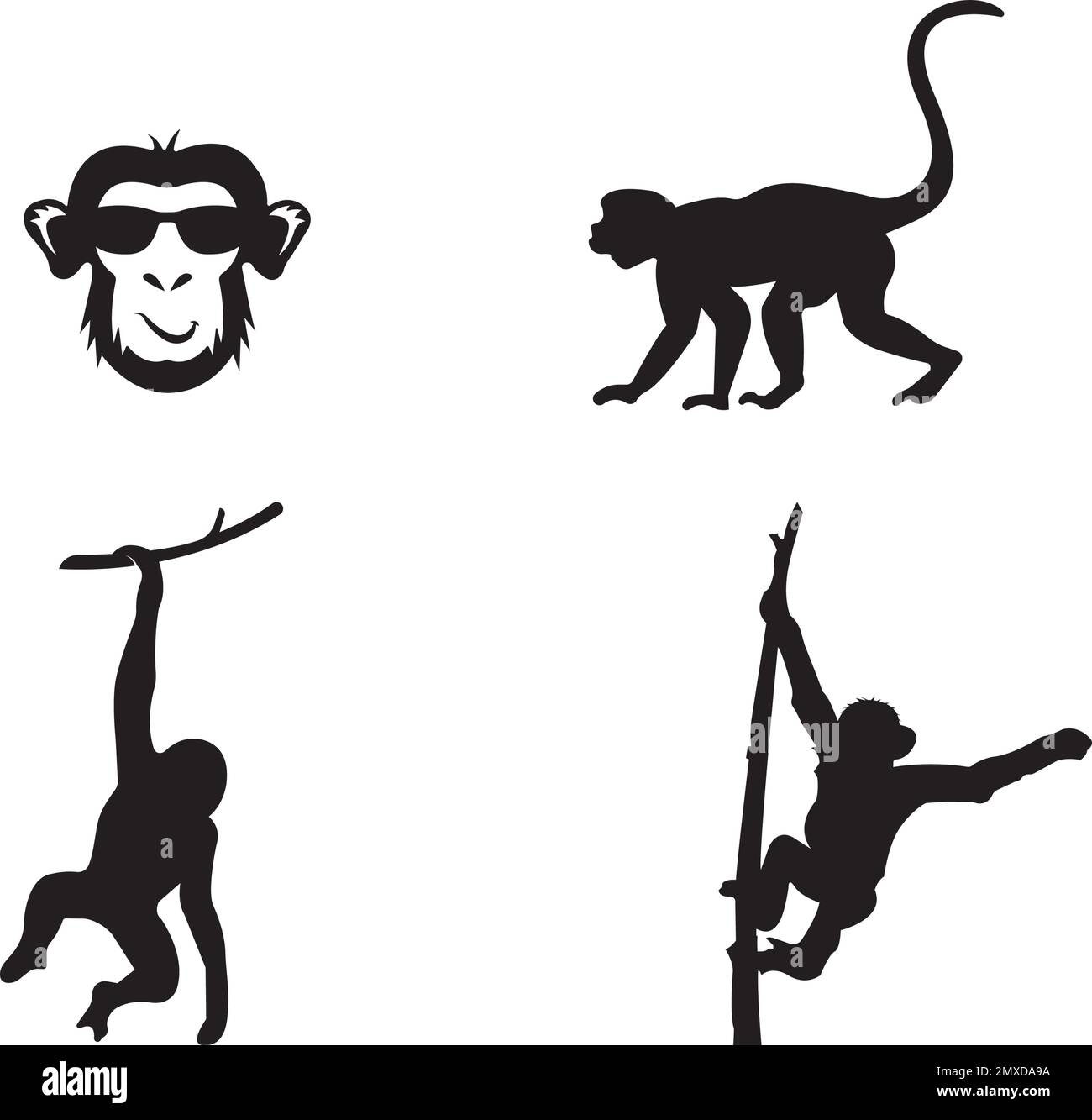 Monkey logo vector illustration flat design. Stock Vector