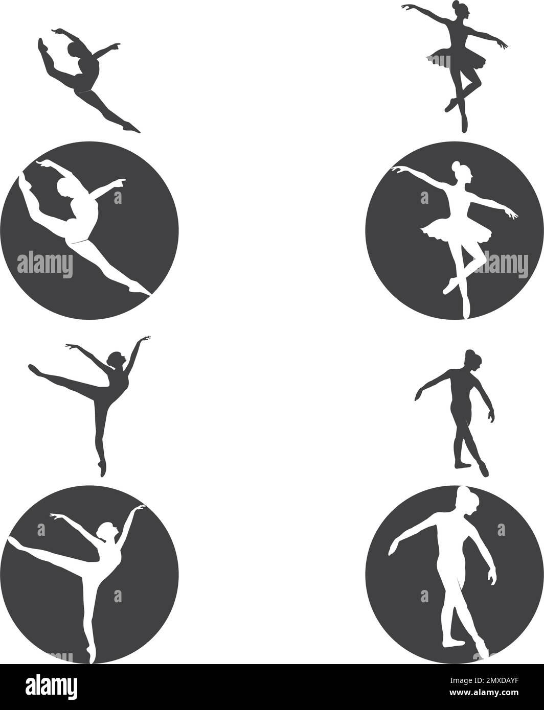 girl dancing ballet logo vector illustration design template. Stock Vector