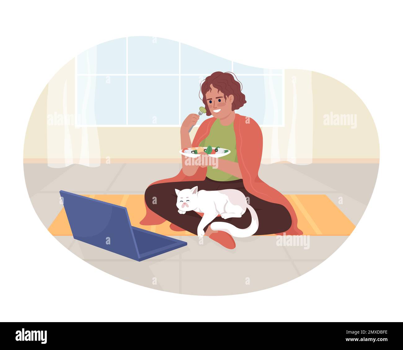 Binge viewing movies 2D vector isolated illustration Stock Vector