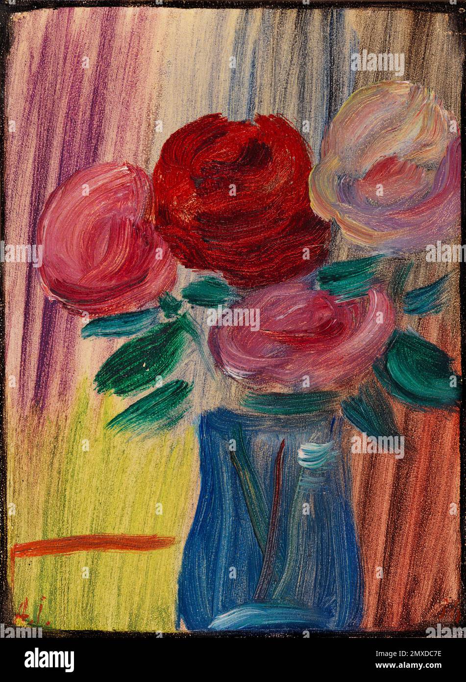 Still Life: Flowers in a Blue Vase. Museum: PRIVATE COLLECTION. Author: Javlensky, Alexei, von. Stock Photo