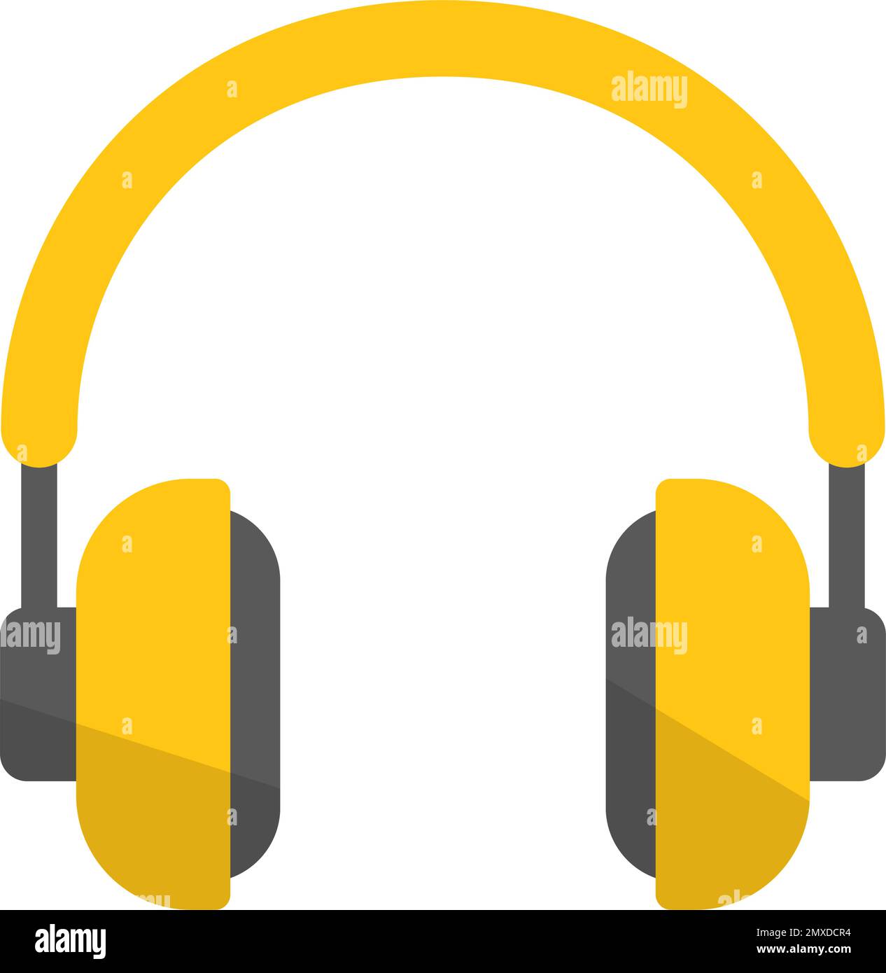 Flat design modern yellow headphone icon. Listening. Editable vector
