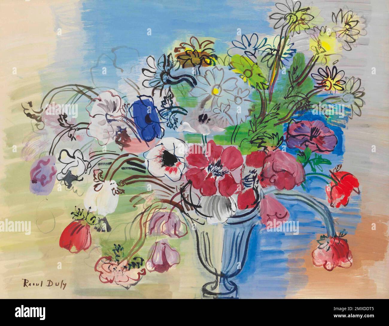 Bouquet of anemones and daisies. Museum: PRIVATE COLLECTION