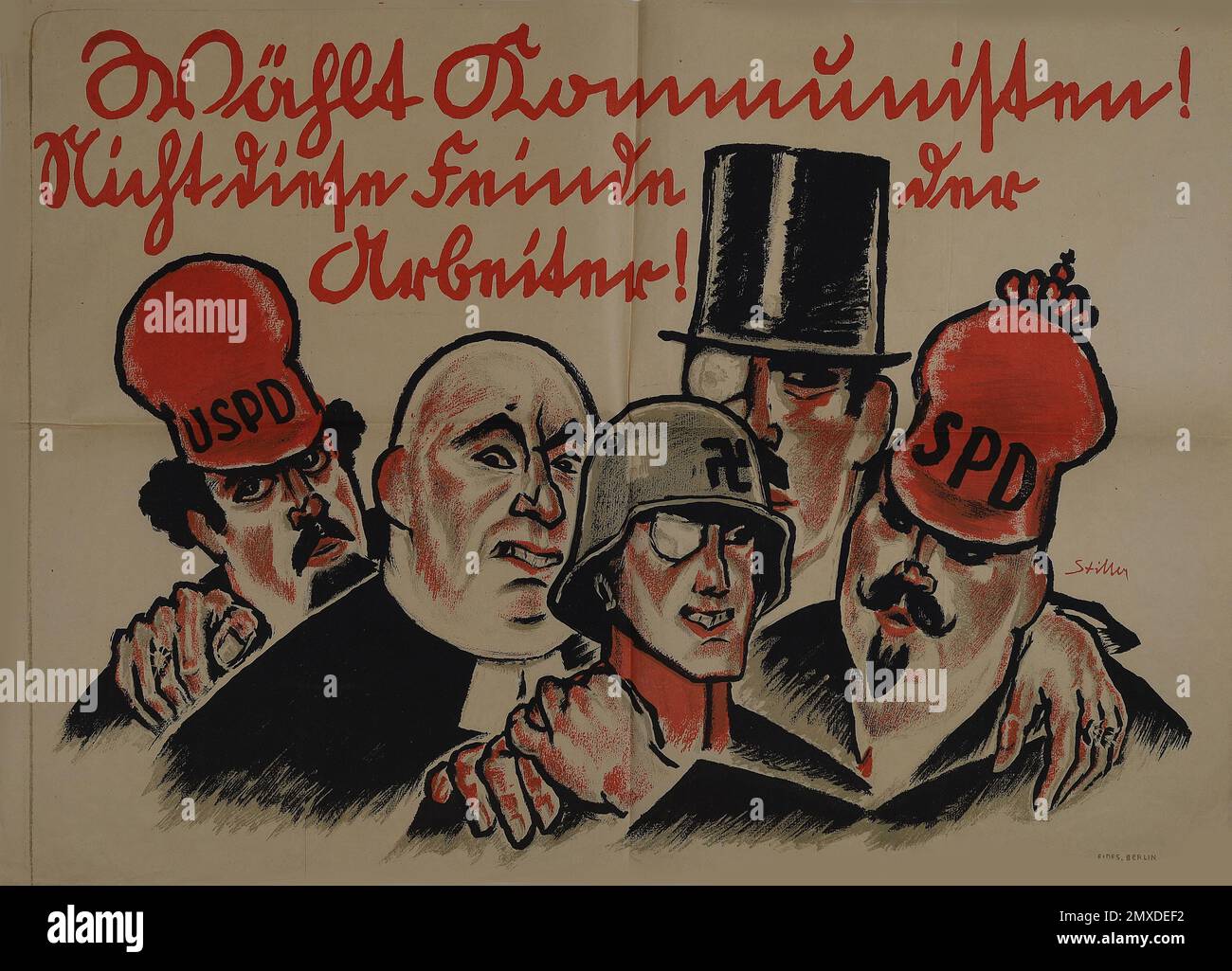 Vote for Communists! Not these enemies of the workers!. Museum: PRIVATE COLLECTION. Author: ALFRED STILLER. Stock Photo