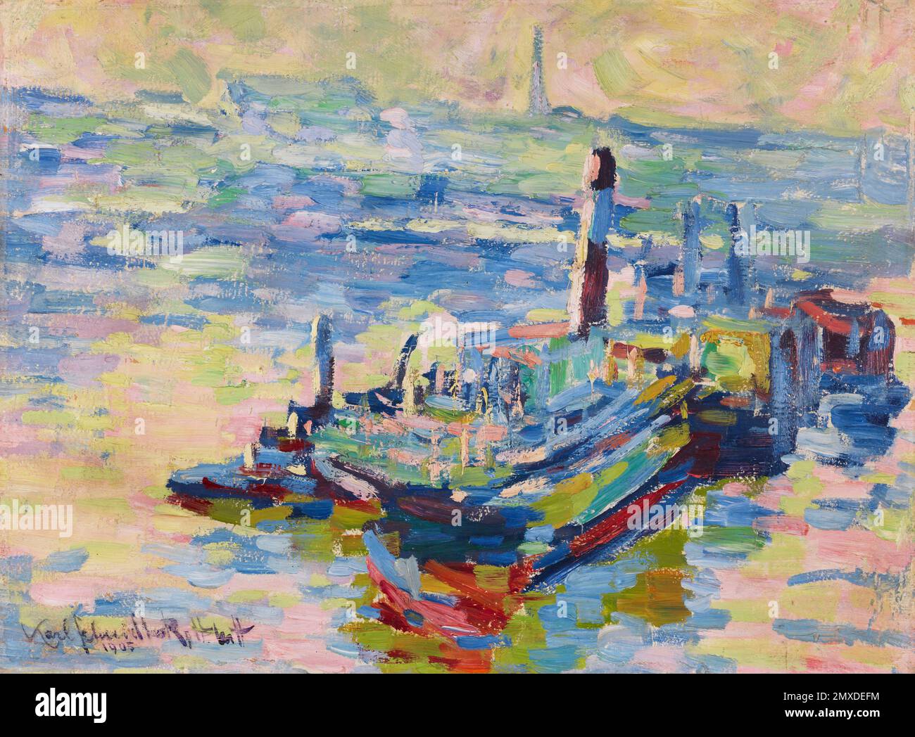 Morning on the Elbe. Museum: PRIVATE COLLECTION. Author: KARL SCHMIDT-ROTTLUFF. Stock Photo