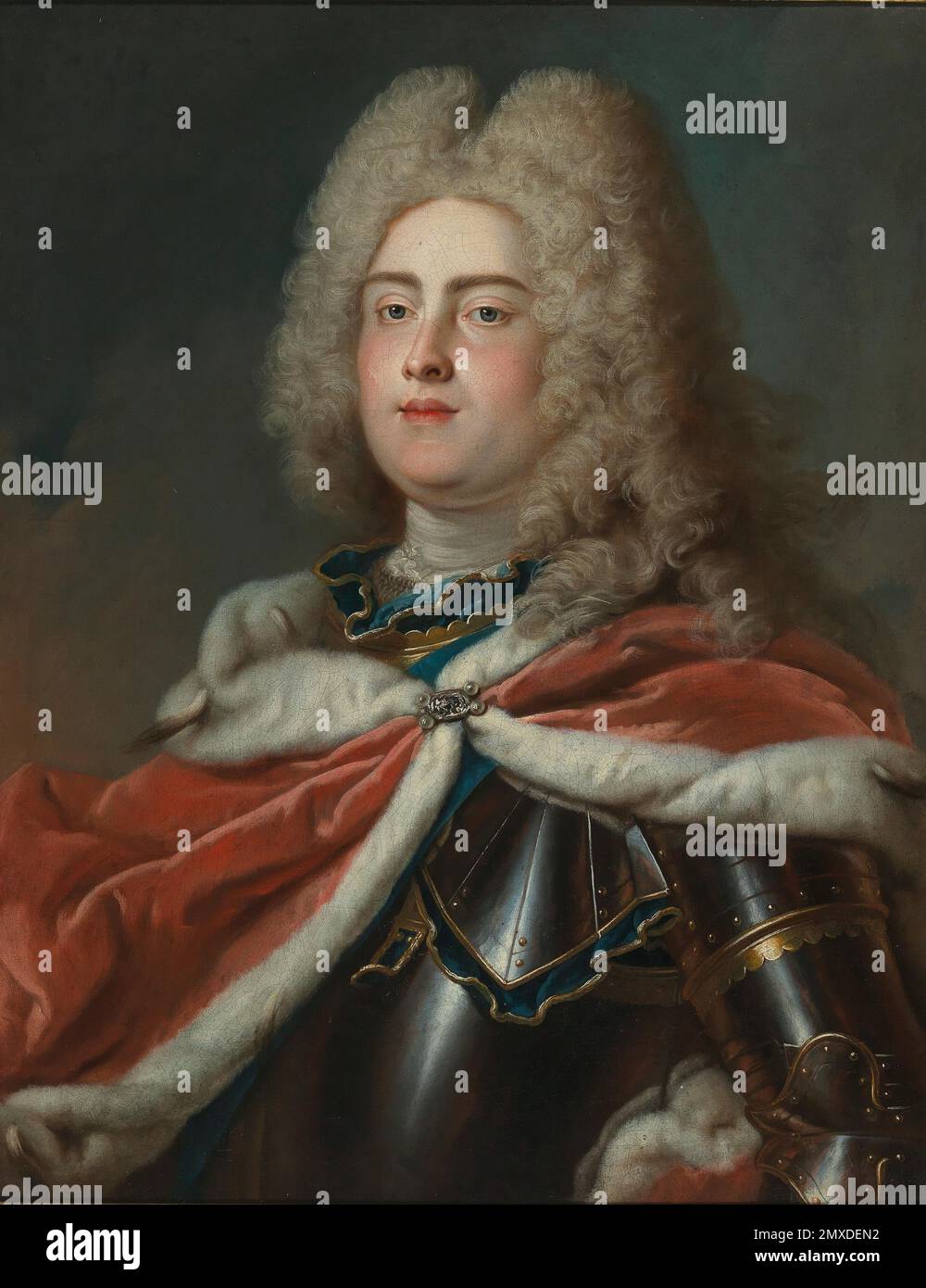 Portrait of the King Augustus III of Poland (1696-1763), Elector of Saxony. Museum: PRIVATE COLLECTION. Author: Louis de Silvestre. Stock Photo