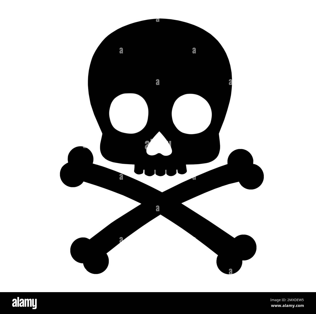 Skull and crossbones illustration on white background as warning symbol Stock Photo