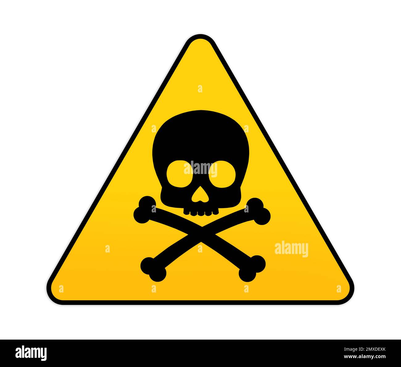Skull and crossbones in yellow triangle on white background as warning symbol Stock Photo Alamy