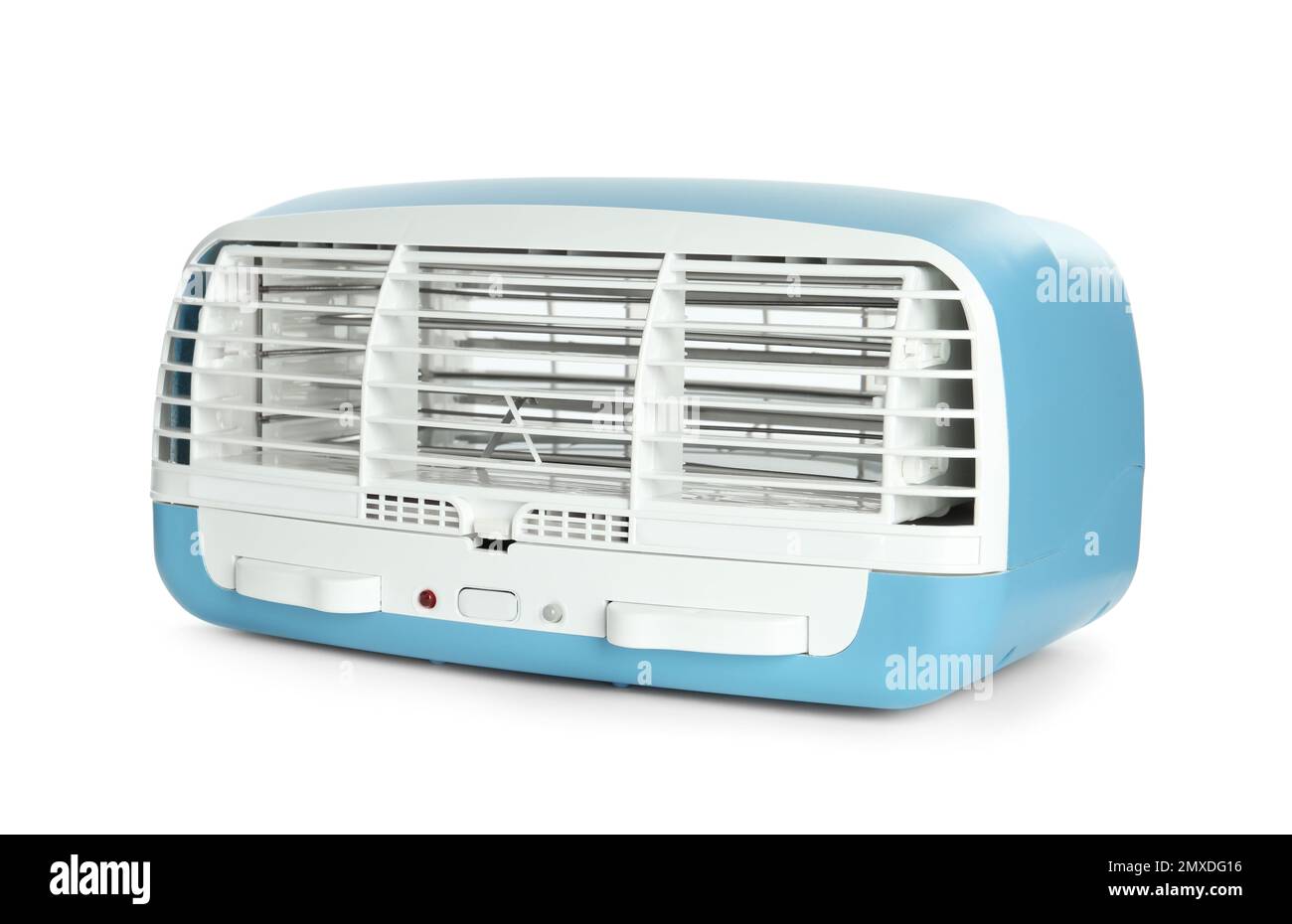 Stylish ionic air purifier isolated on white. Modern interior element