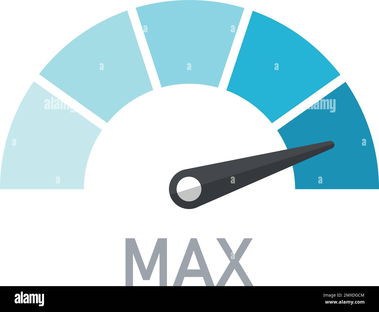 Customer satisfaction max meter icon in flat style. Gauge level vector