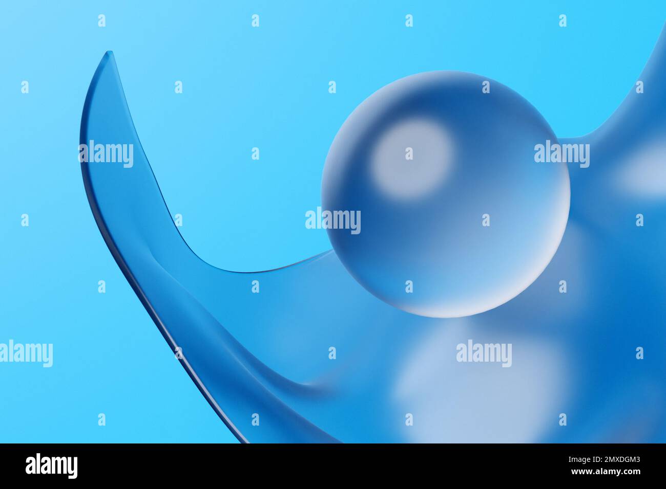 3d illustration glass volumetric figures of lighting sphere on blue ...