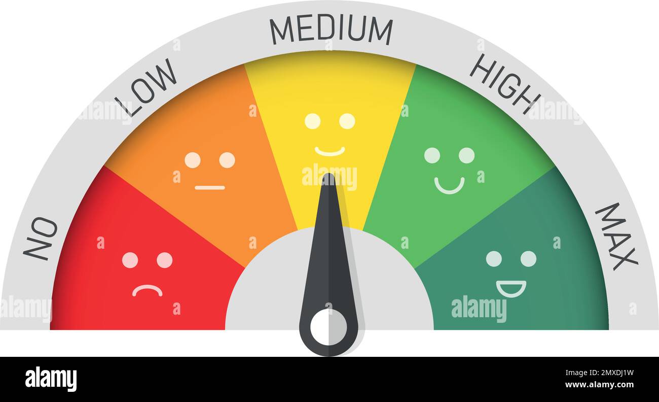 Customer satisfaction meter icon in flat style. Gauge level vector ...