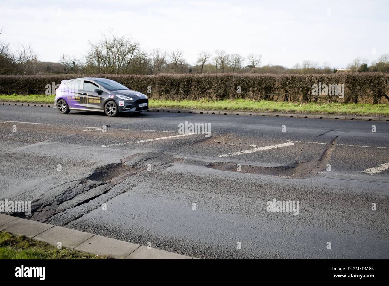 Pot Holes Pothole in Road A414 Church Langley Roundabout Harlow Essex Stock Photo Alamy