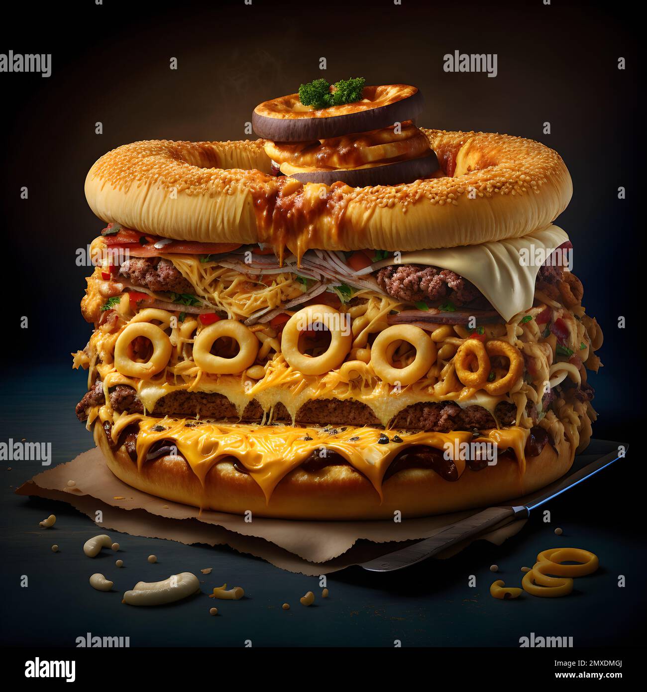 pizza and donut and burger and noodle Stock Photo Alamy