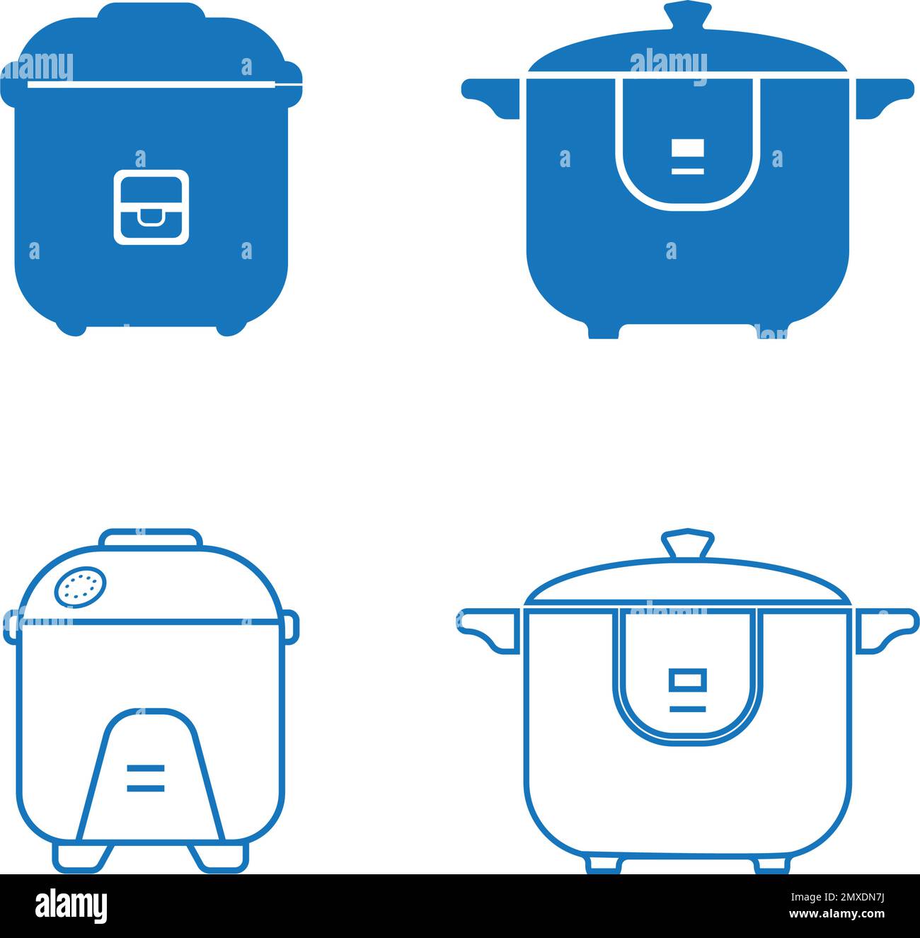 a set of isolated electric rice cooker icons Vektor Stock Vector