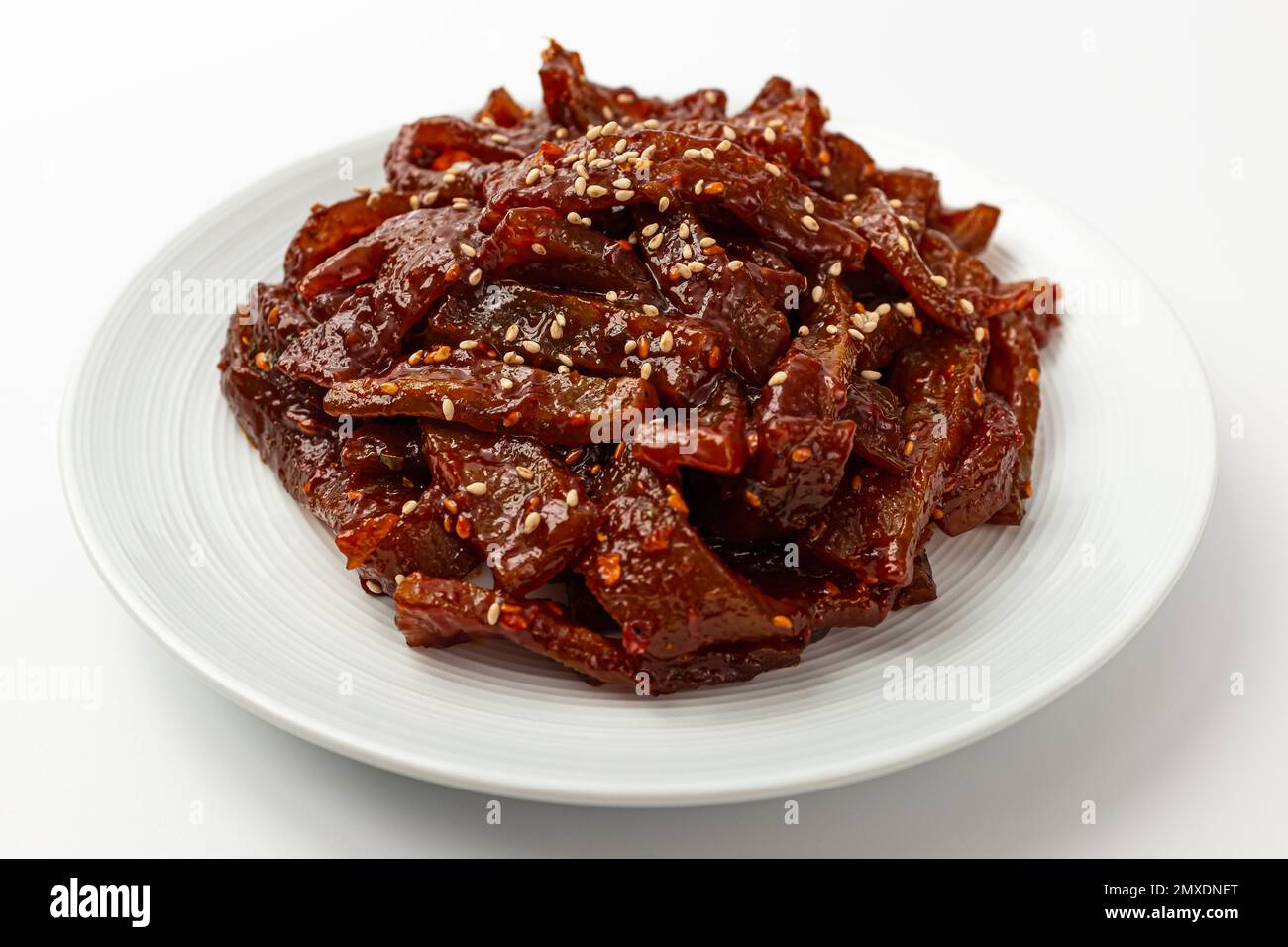 Korean food culture. Spicy Seasoned Dish. dish made from pork skin Stock Photo