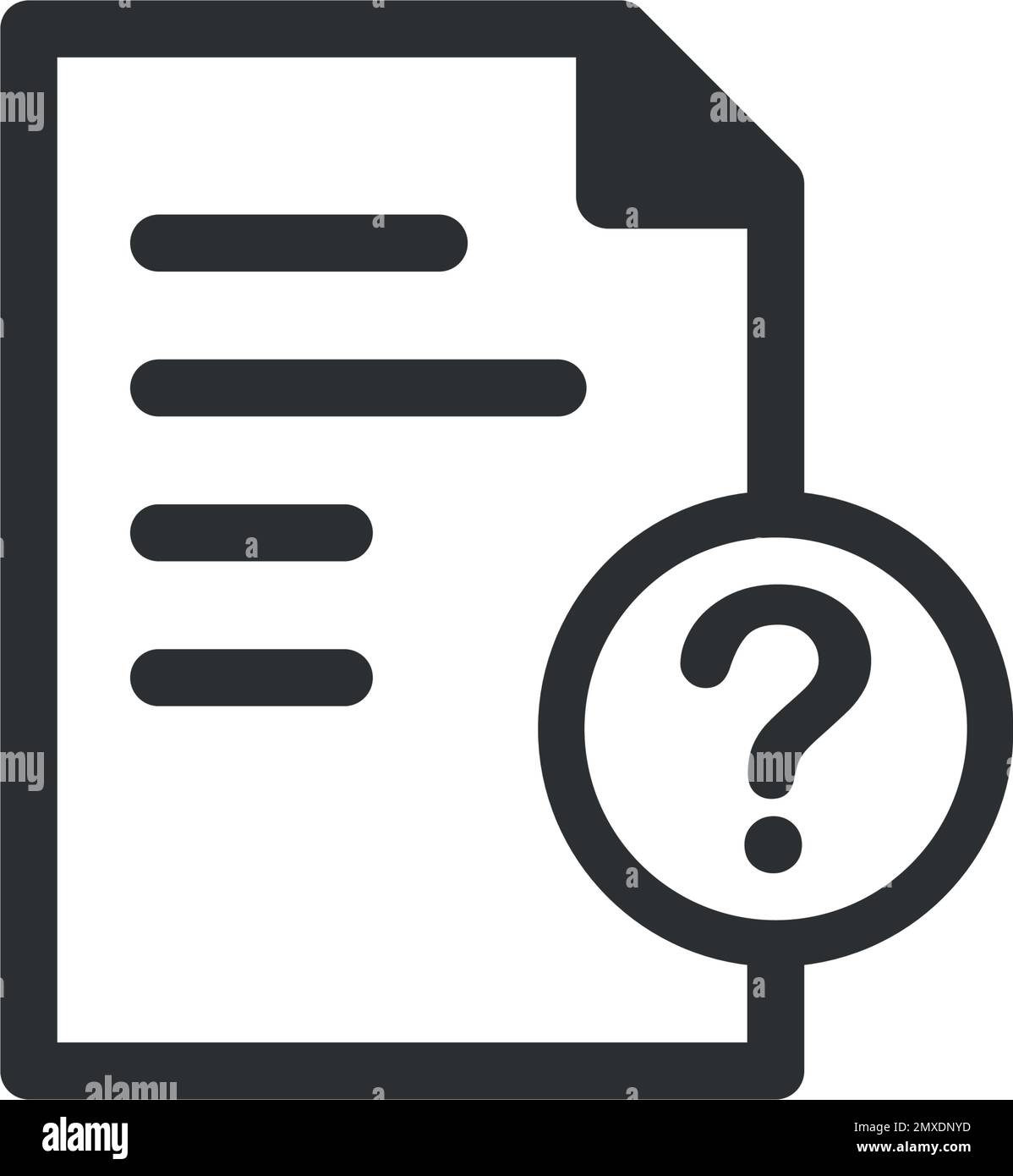 Document with question mark icon in flat style. Quiz survey vector