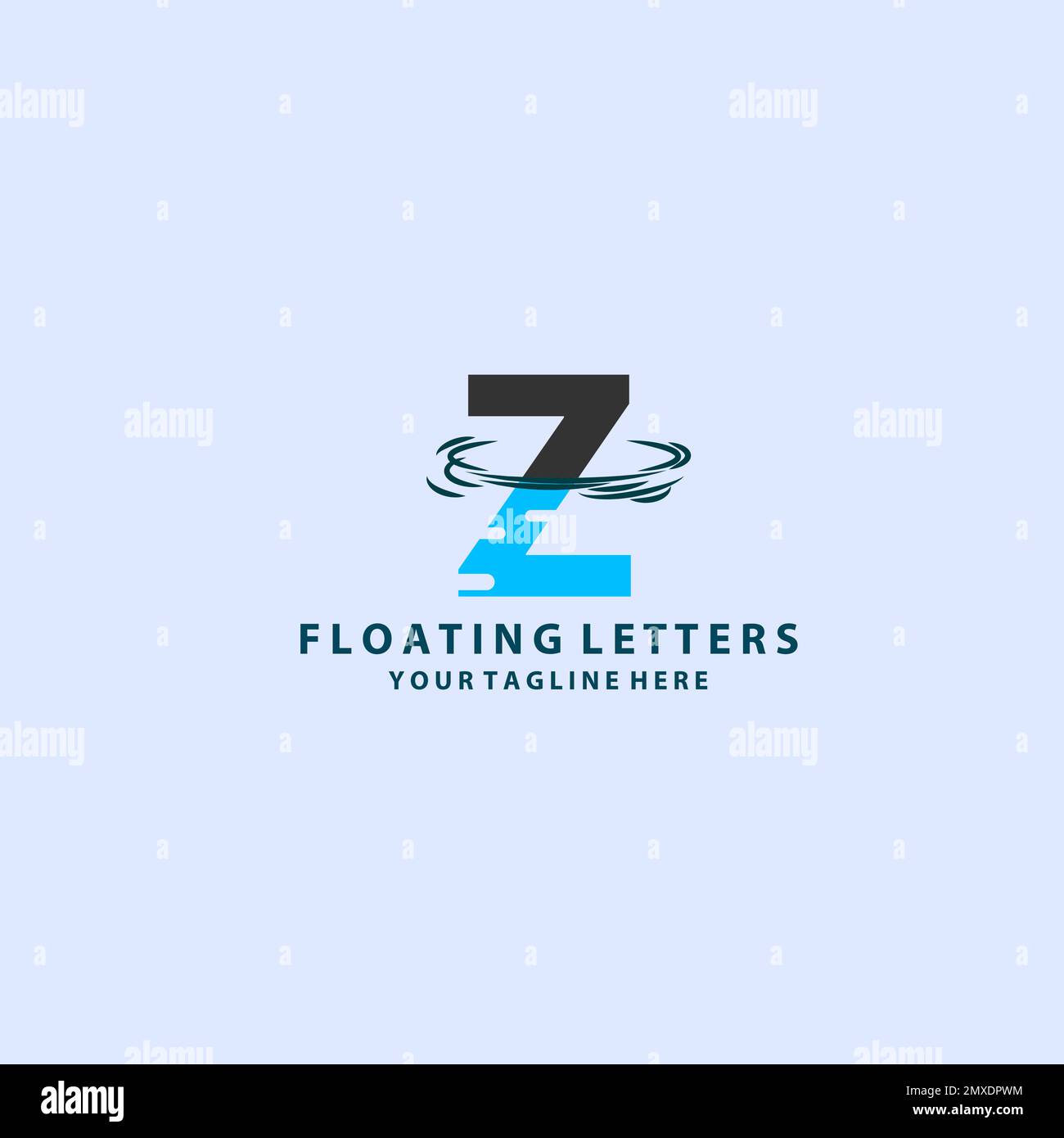 Blue Z Letter Logo with Waves and Water Drops Design Vector