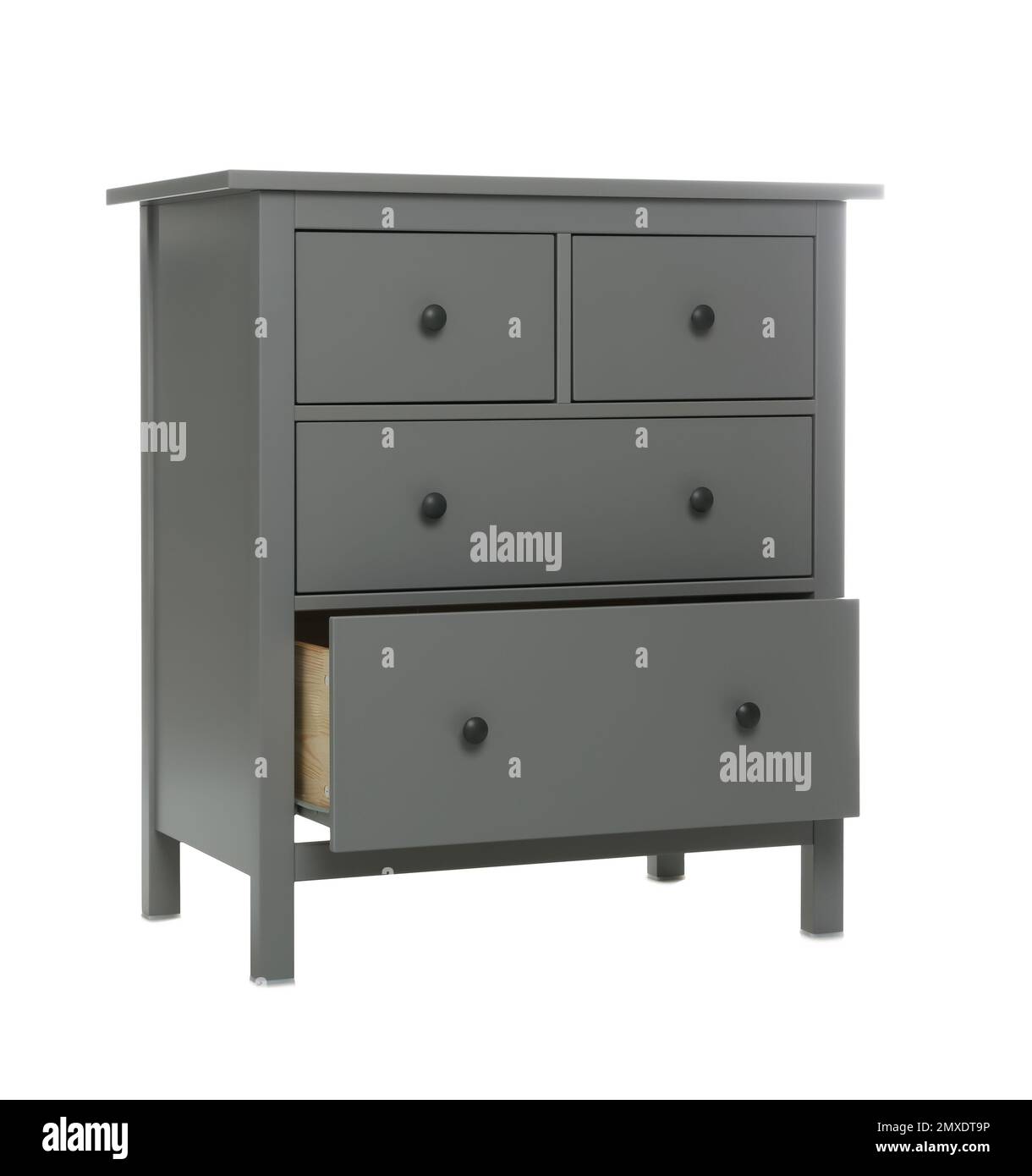 Grey chest of drawers isolated on white Stock Photo Alamy