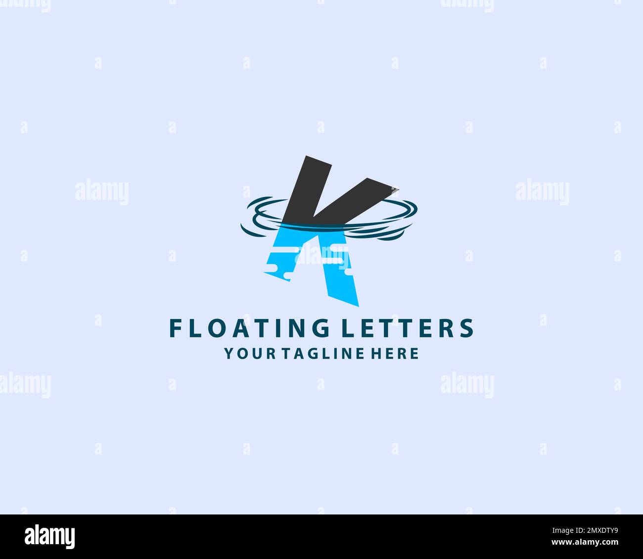 letter K logo with water reflection Stock Vector