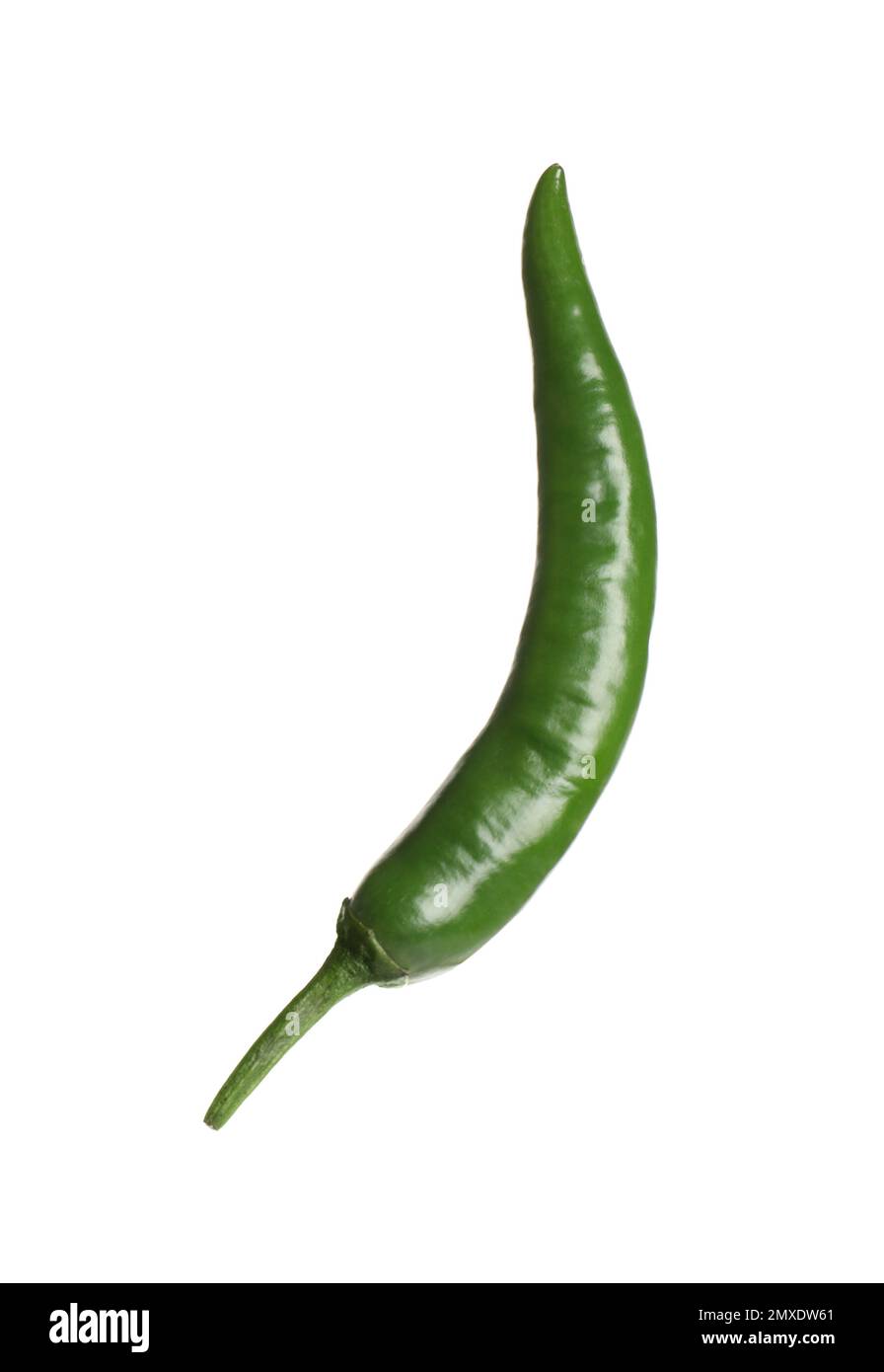 Green hot chili pepper isolated on white Stock Photo - Alamy