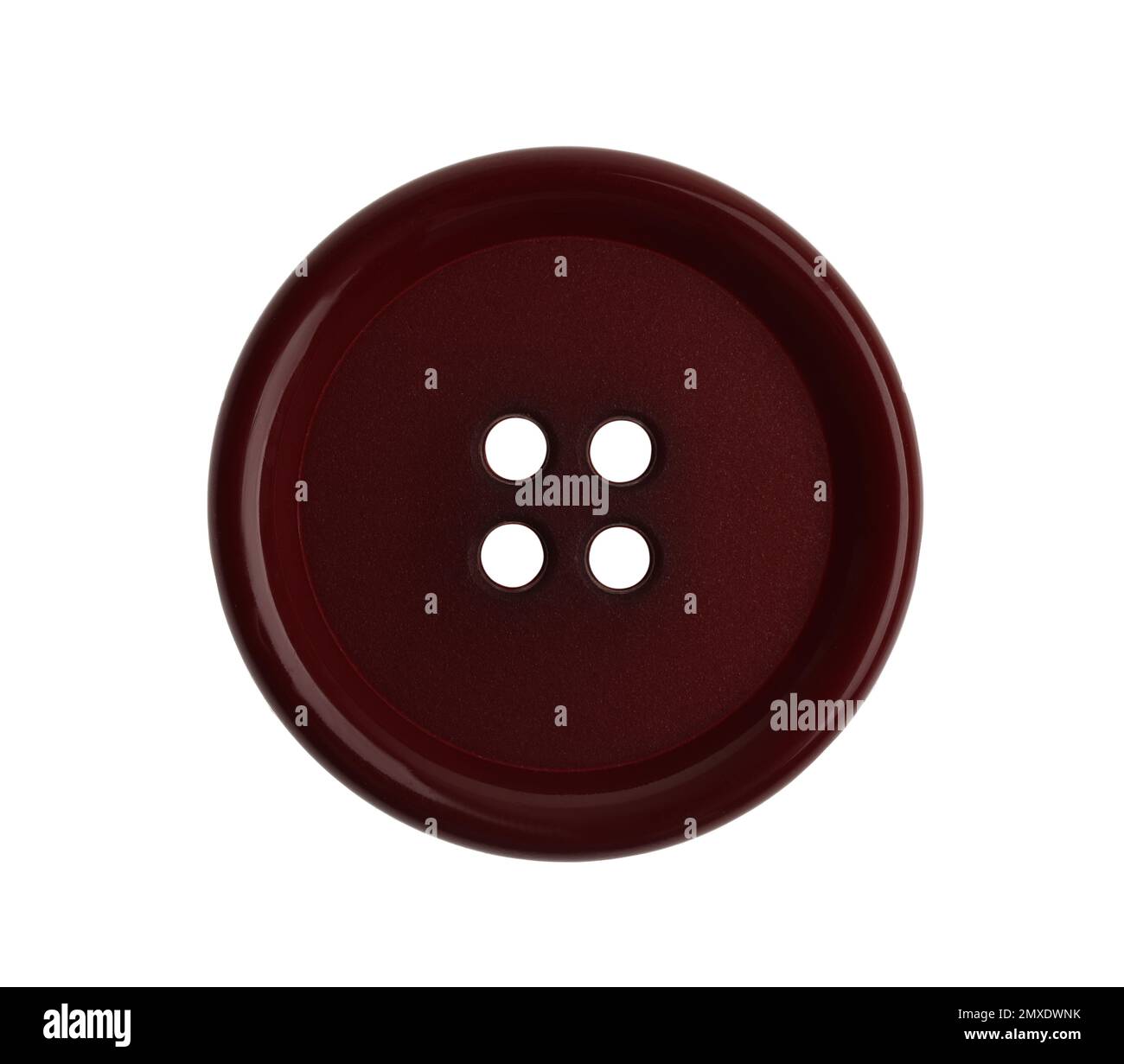 Brown plastic sewing button isolated on white Stock Photo