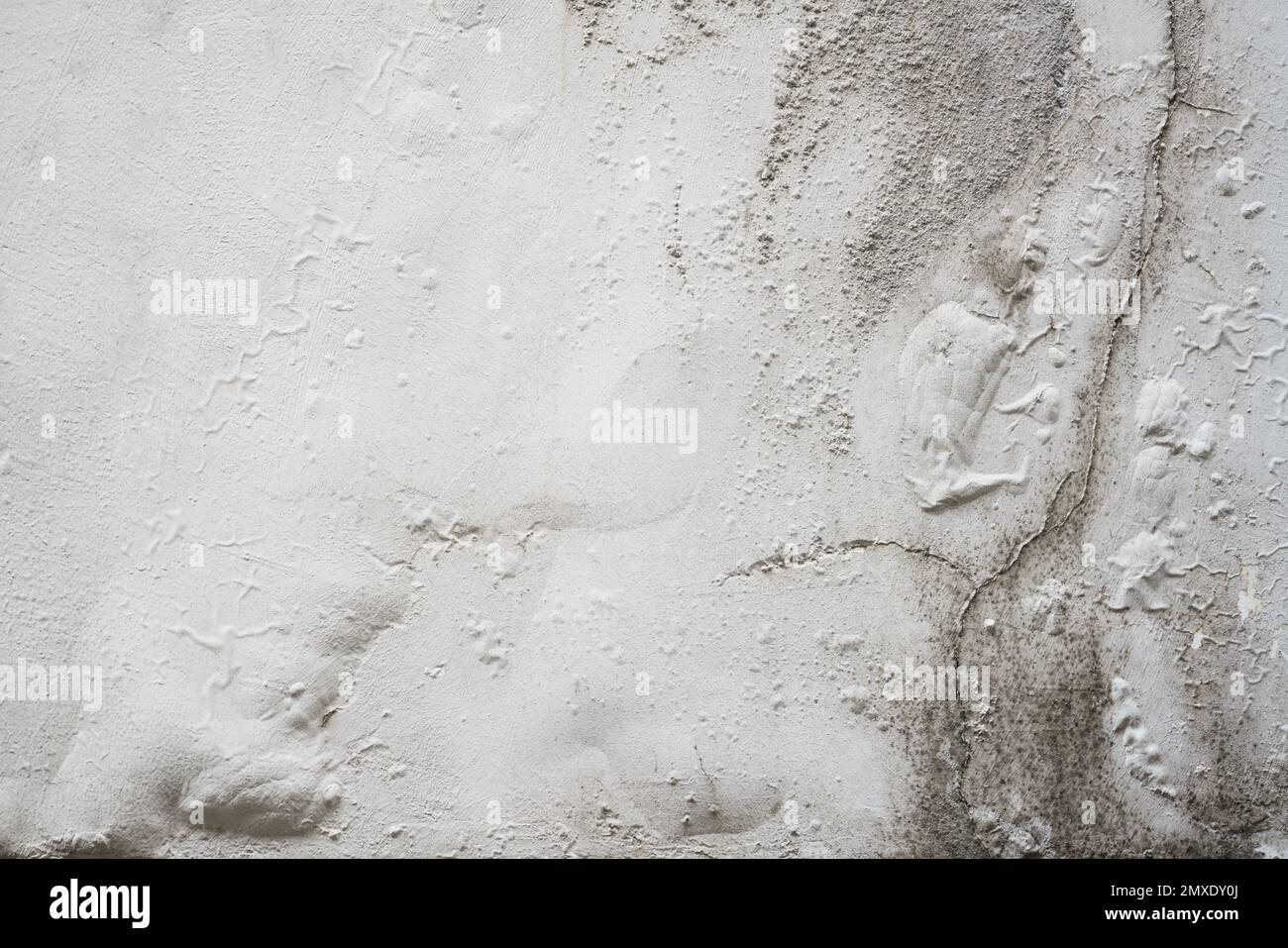 Problem of moisture damage acrylic white painting crack surface texture