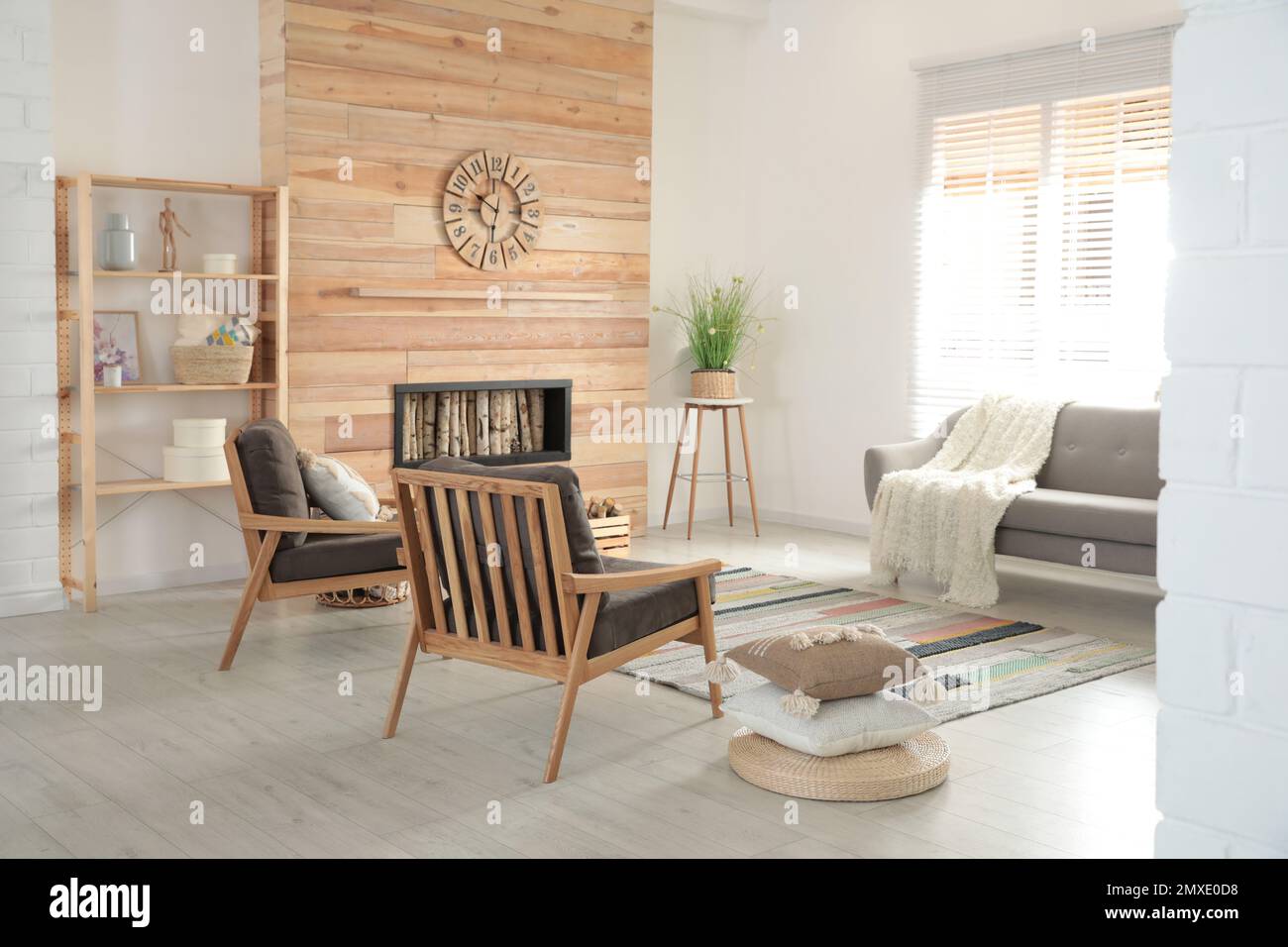 Modern living room interior with stylish furniture Stock Photo - Alamy