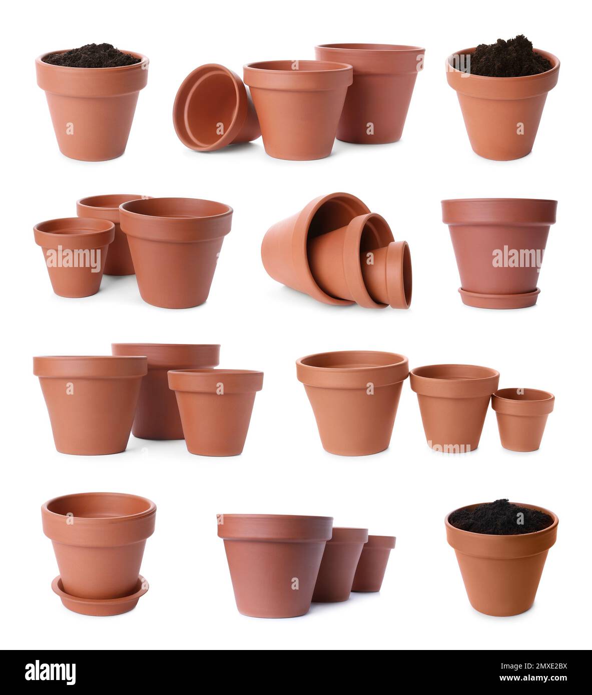 Set of flower pots on white background Stock Photo - Alamy