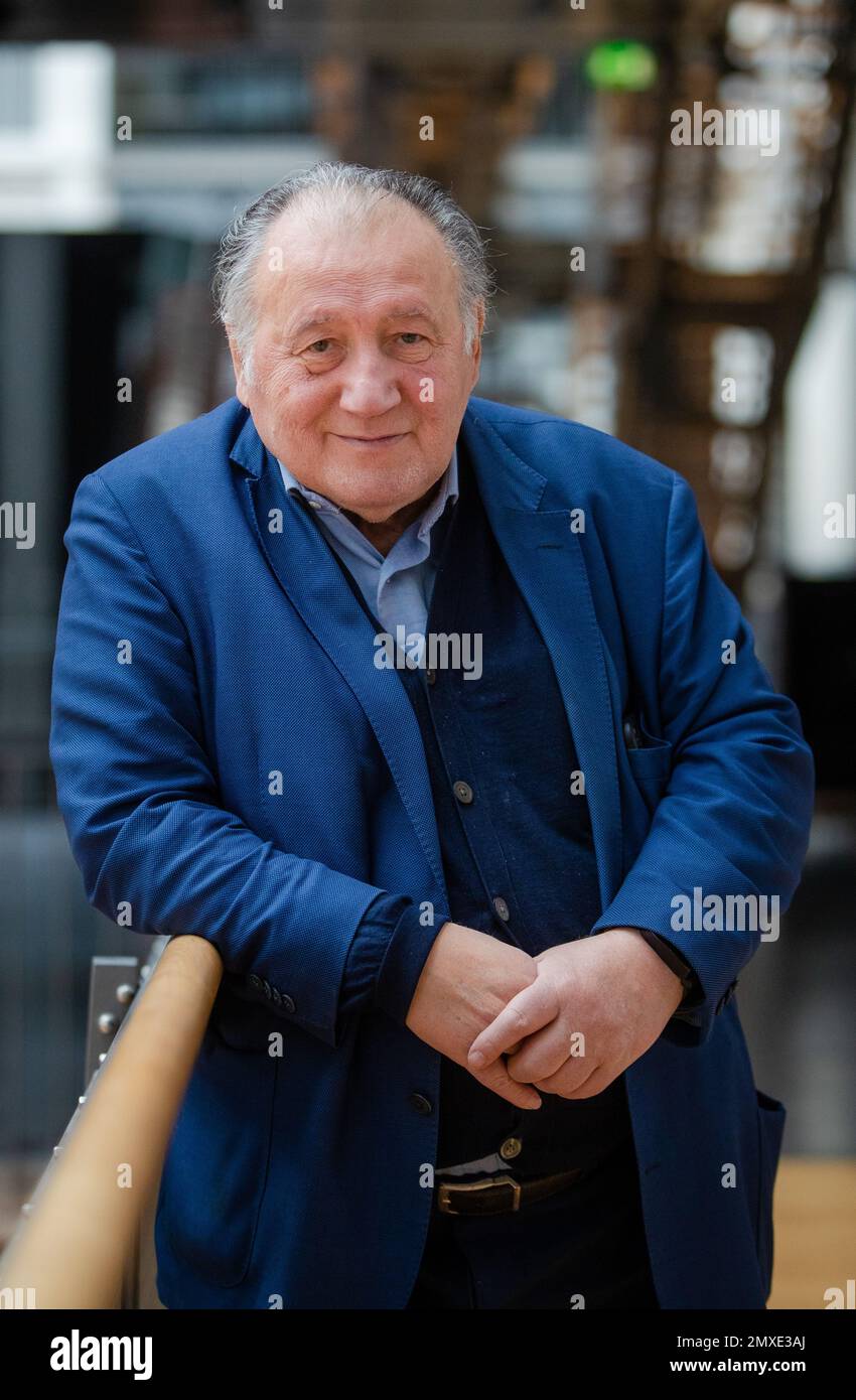 Karlsruhe, Germany. 03rd Feb, 2023. Peter Weibel, director of the Karlsruhe Center for Art and Media (ZKM). Credit: Christoph Schmidt/dpa/Alamy Live News Stock Photo