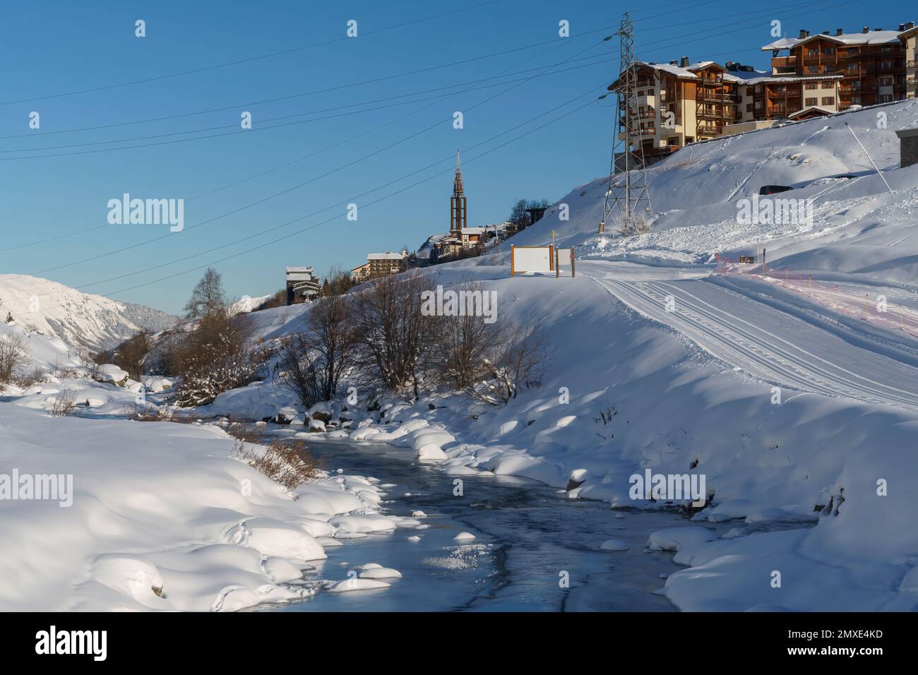 View towards Les Menuires a ski resort between Meribel and Val Thorens in the French Alps 3