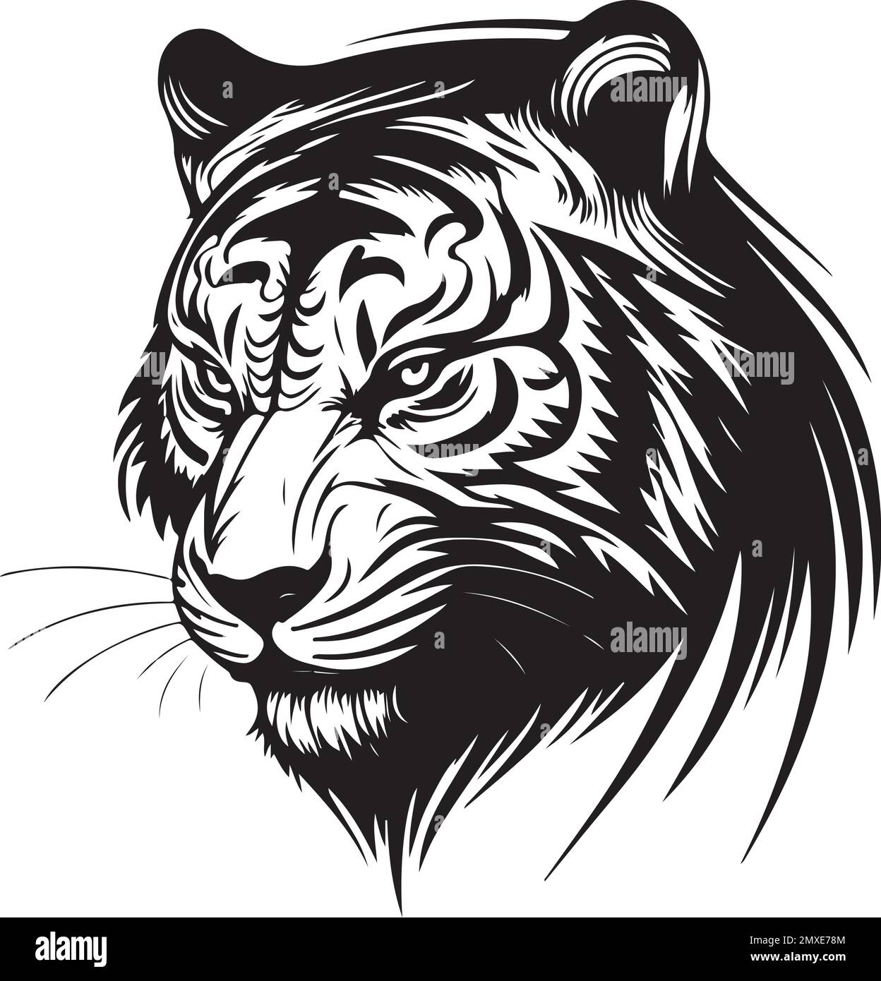 Vector illustration of tiger head with ornament. Vector illustration ...