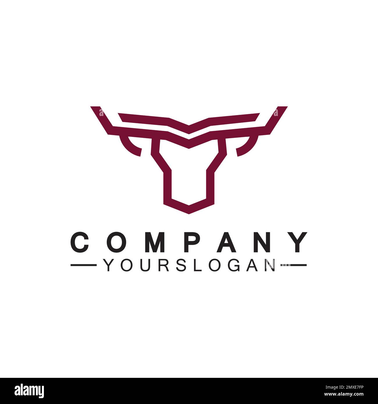 Bull monoline logo design vector template Stock Vector