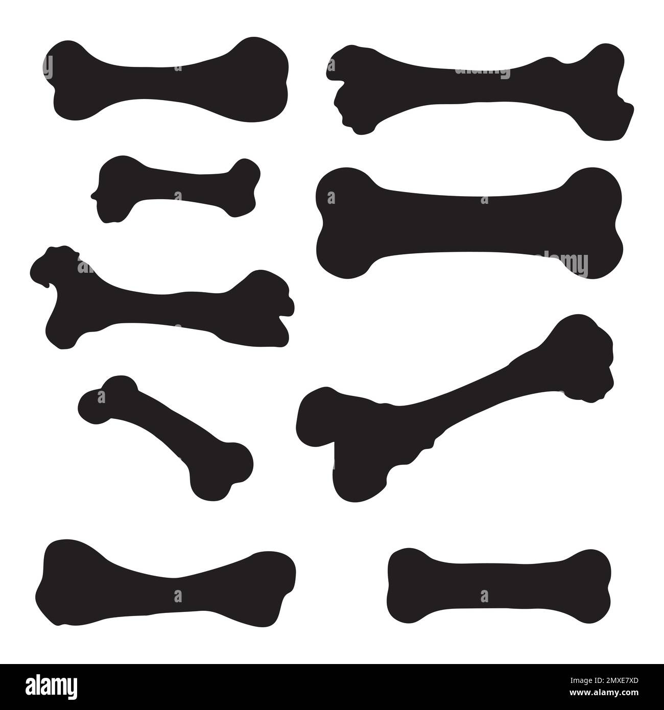 Dog bone silhouette set, Dog bone icon. Stock Vector