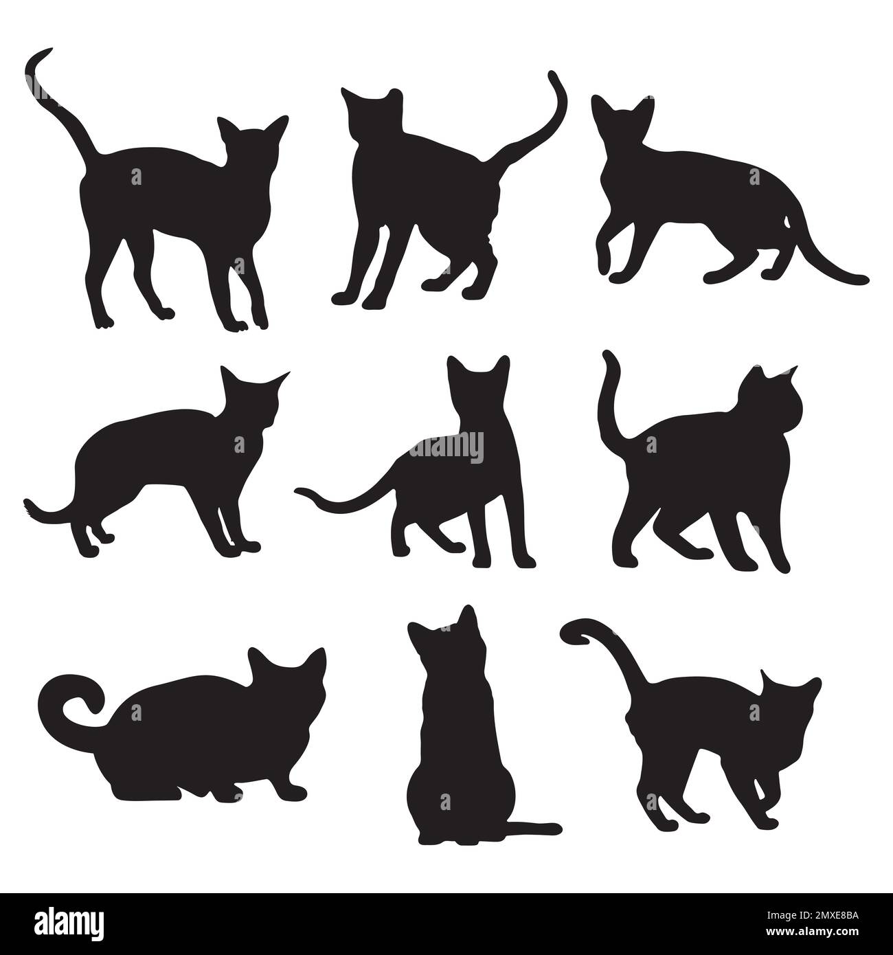 Cats silhouette On White Background Stock Vector