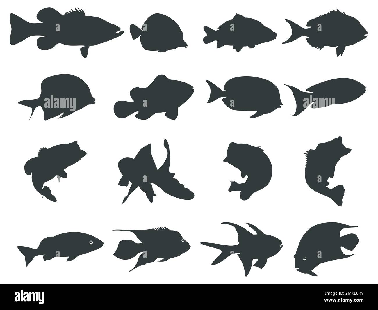 Fish silhouettes Collection, Fish silhouettes Stock Vector